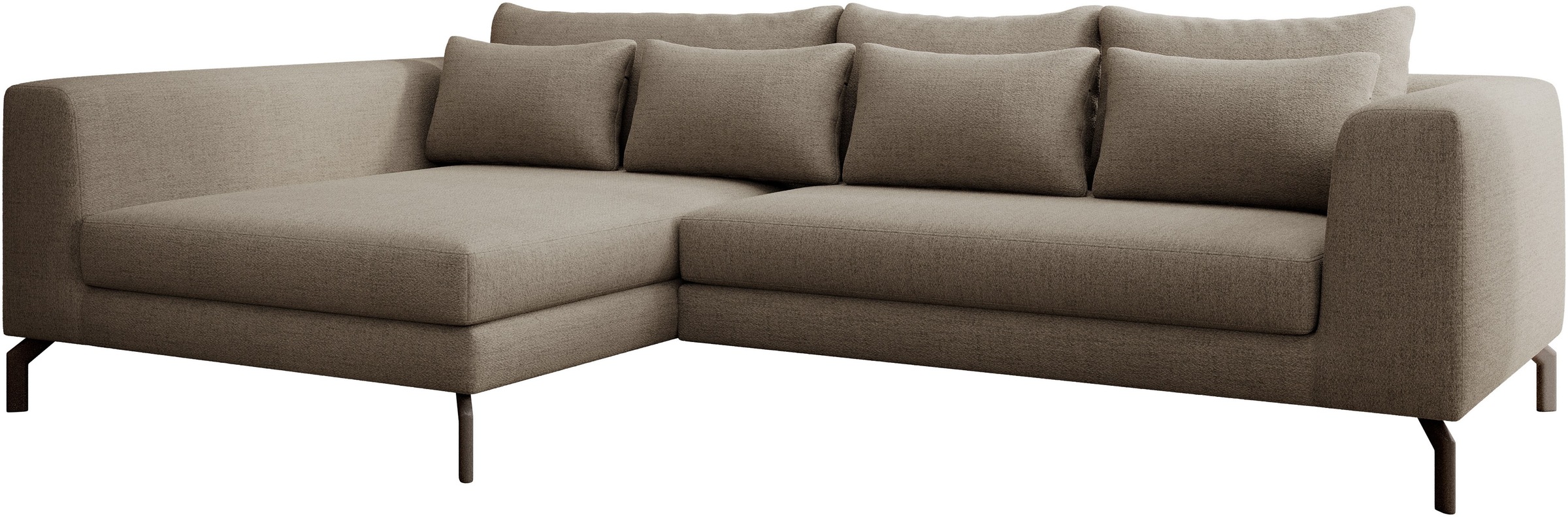 Home affaire Ecksofa »Cross, mit softem Sitz, L-Form, wendbare Zierkissen, Breite 284 cm« Couch mit vielen Kissen, stylische Kreuznaht, elegante Metallfüße