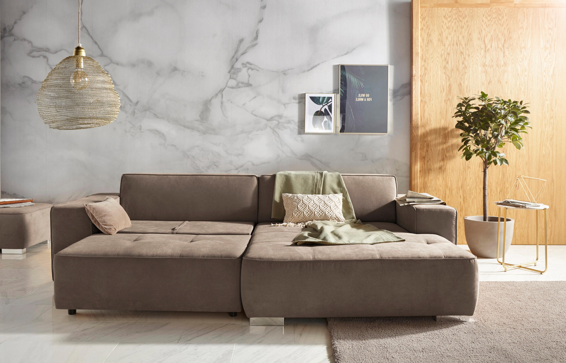 INOSIGN Ecksofa »Sapporo L-Form«, wahlweise Bettfunktion oder Sitztiefenverstellung, Federkern