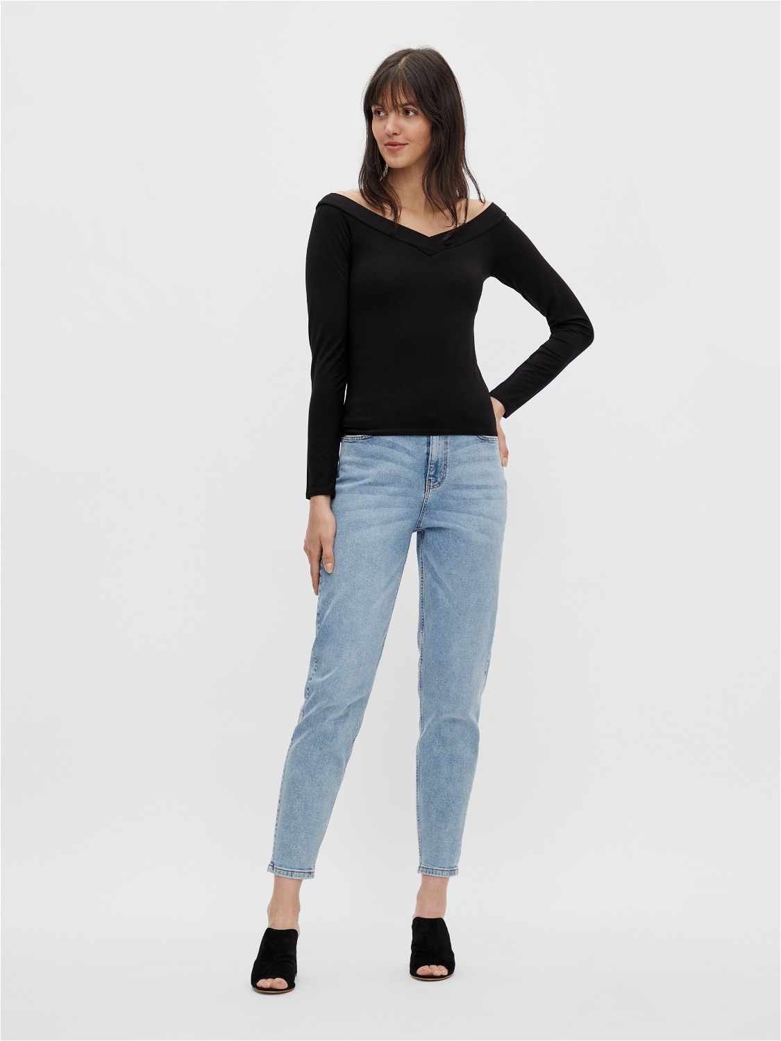 pieces Langarmshirt »PCMALIVA LS OFF SHOULDER V-NECK TOP NOOS«