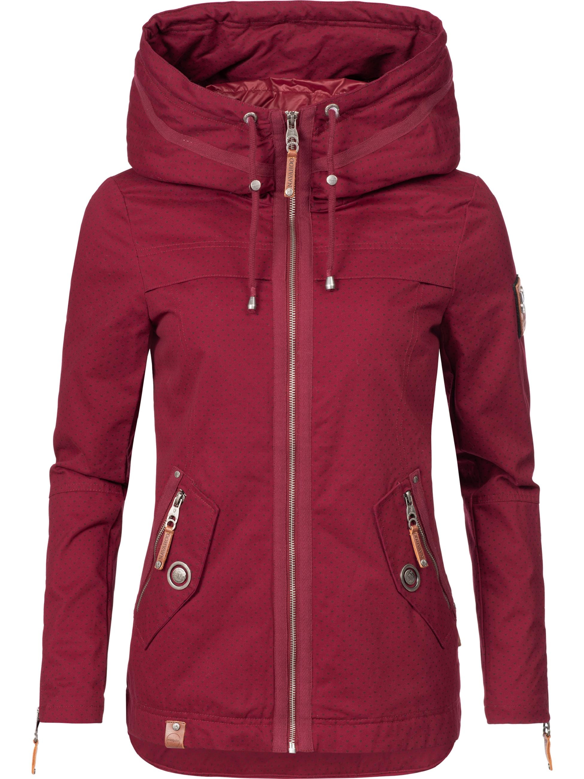 Navahoo Outdoorjacke »Übergangsjacke Wekoo«, mit Kapuze, moderner Damen Übergangsparka aus Baumwolle mit Kapuze