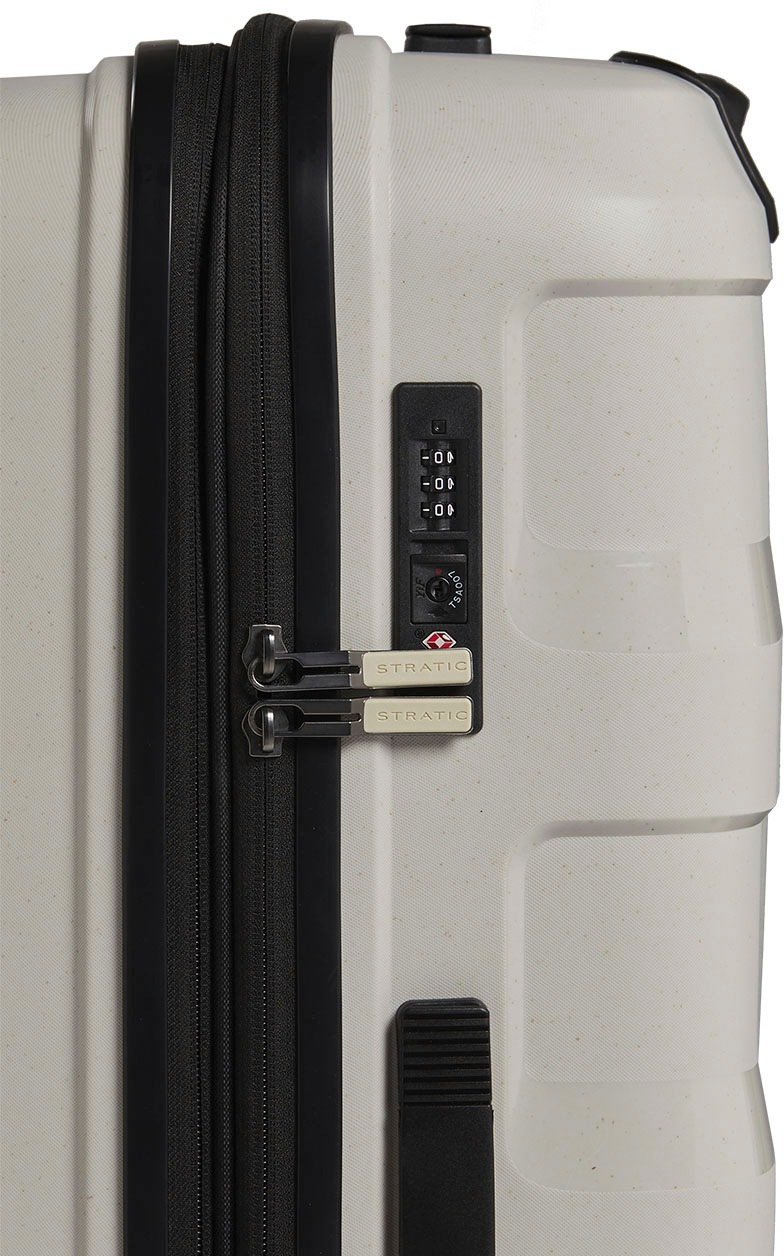 Stratic Hartschalen-Trolley »Straw + L, beige«, 4 Rollen, Reisekoffer großer Koffer Aufgabegepäck TSA-Zahlenschloss
