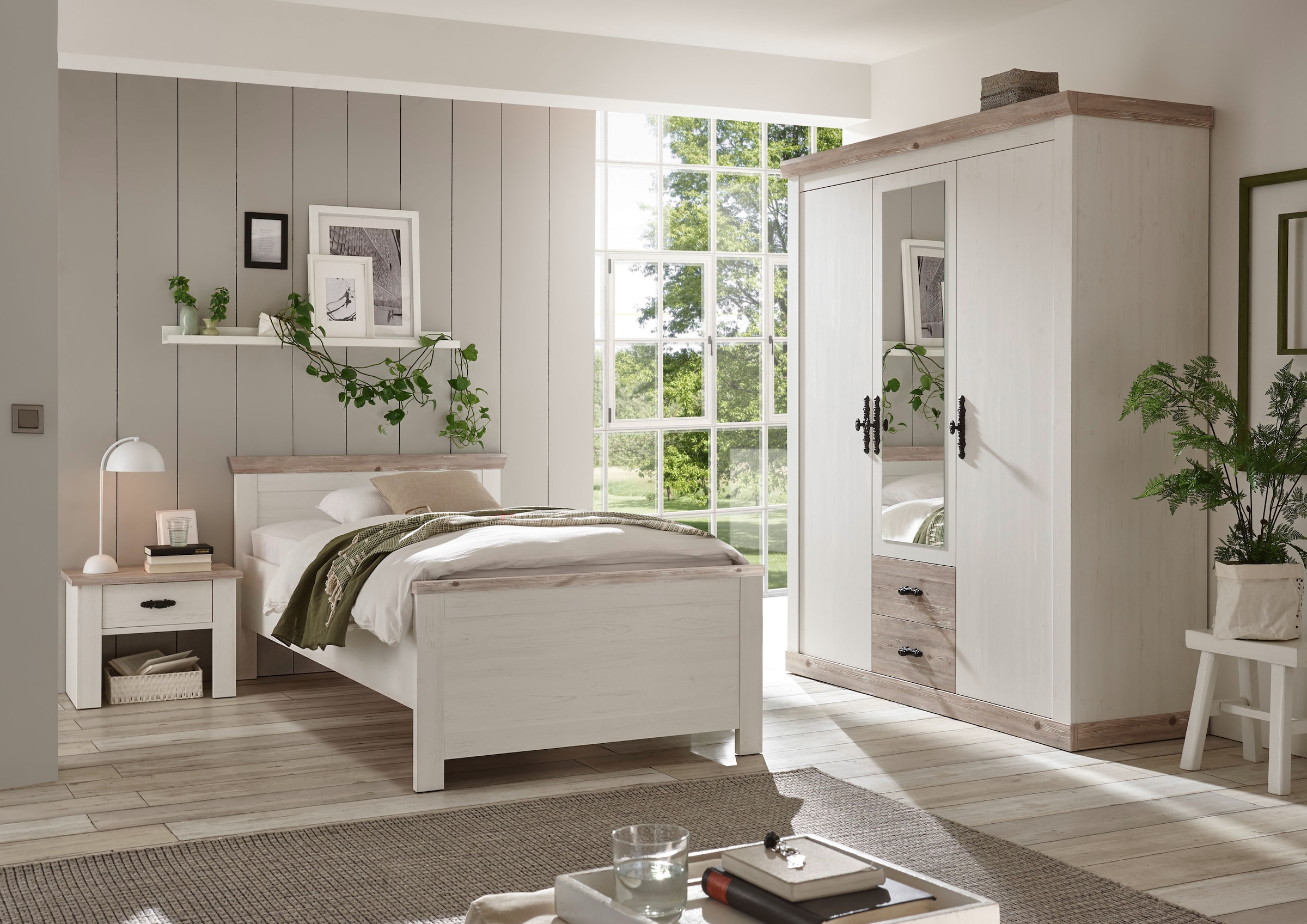 Home affaire Bett »Florenz Doppelbett Landhausstil Bettgestell (100,140 oder 180/200cm)« aus FSC®-zertifiziertem Holzwerkstoff, in 3 Breiten