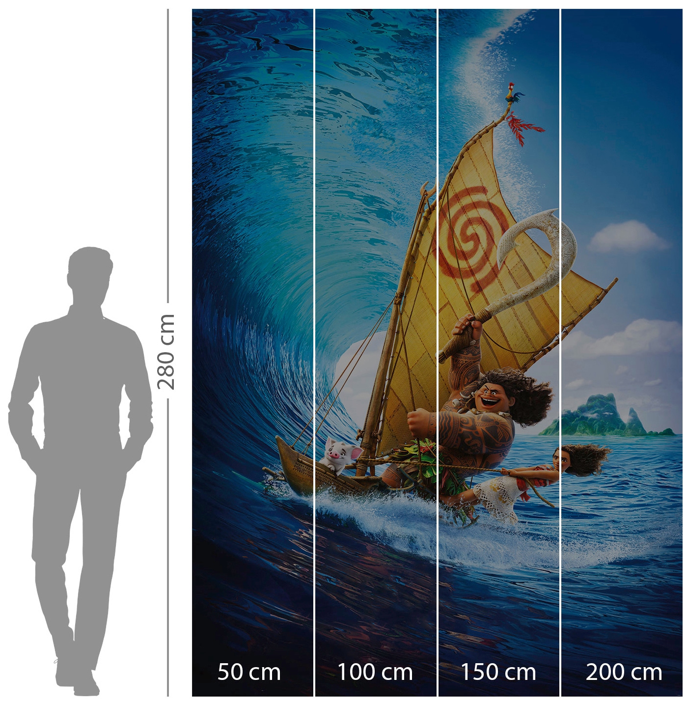 Komar Vliestapete »Moana Ride the Wave«, 200x280 cm (Breite x Höhe)