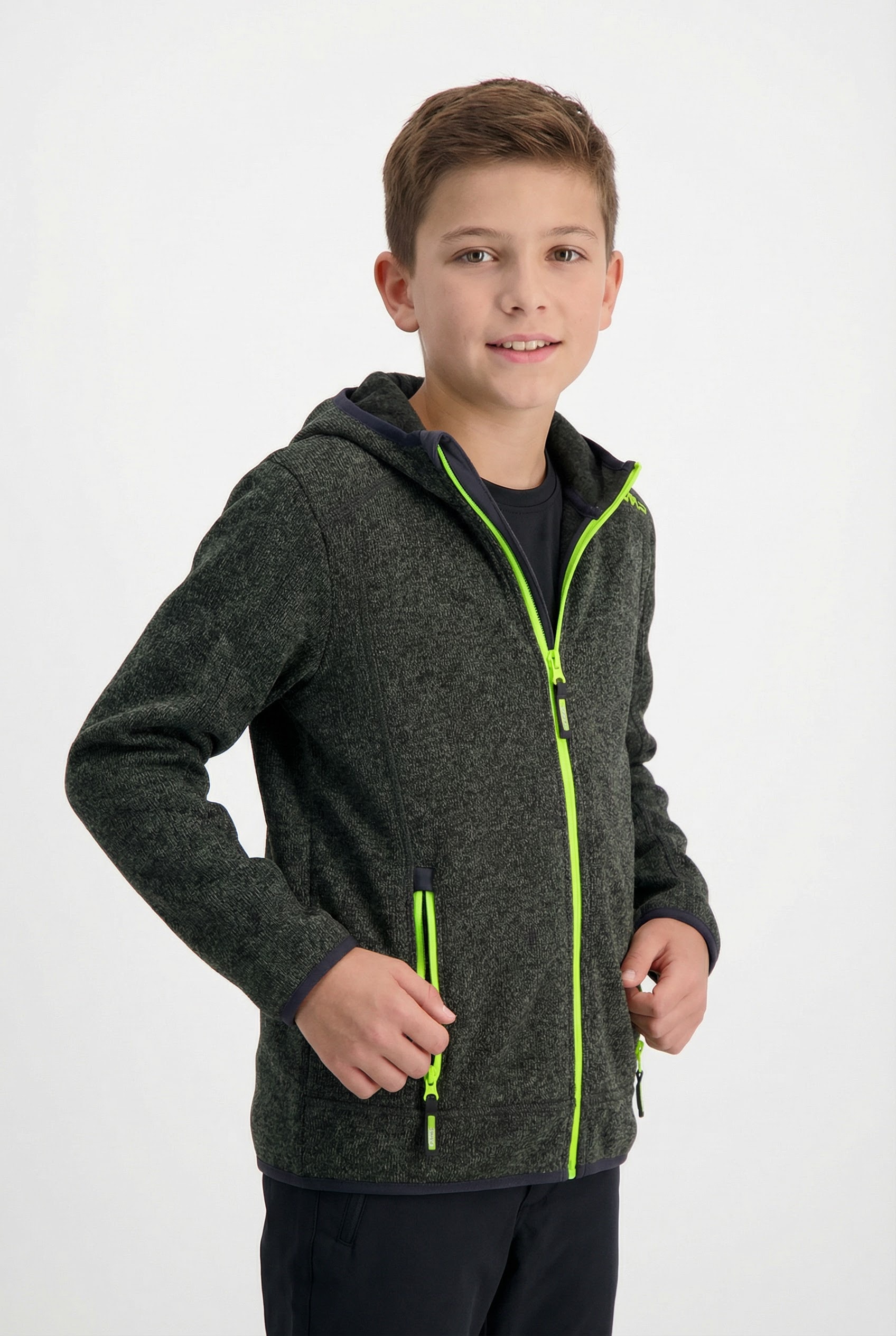 CMP Strickfleecejacke »KID JACKET FIX HOOD« mit Kapuze Übergangsjacke für Kinder und Jugendliche