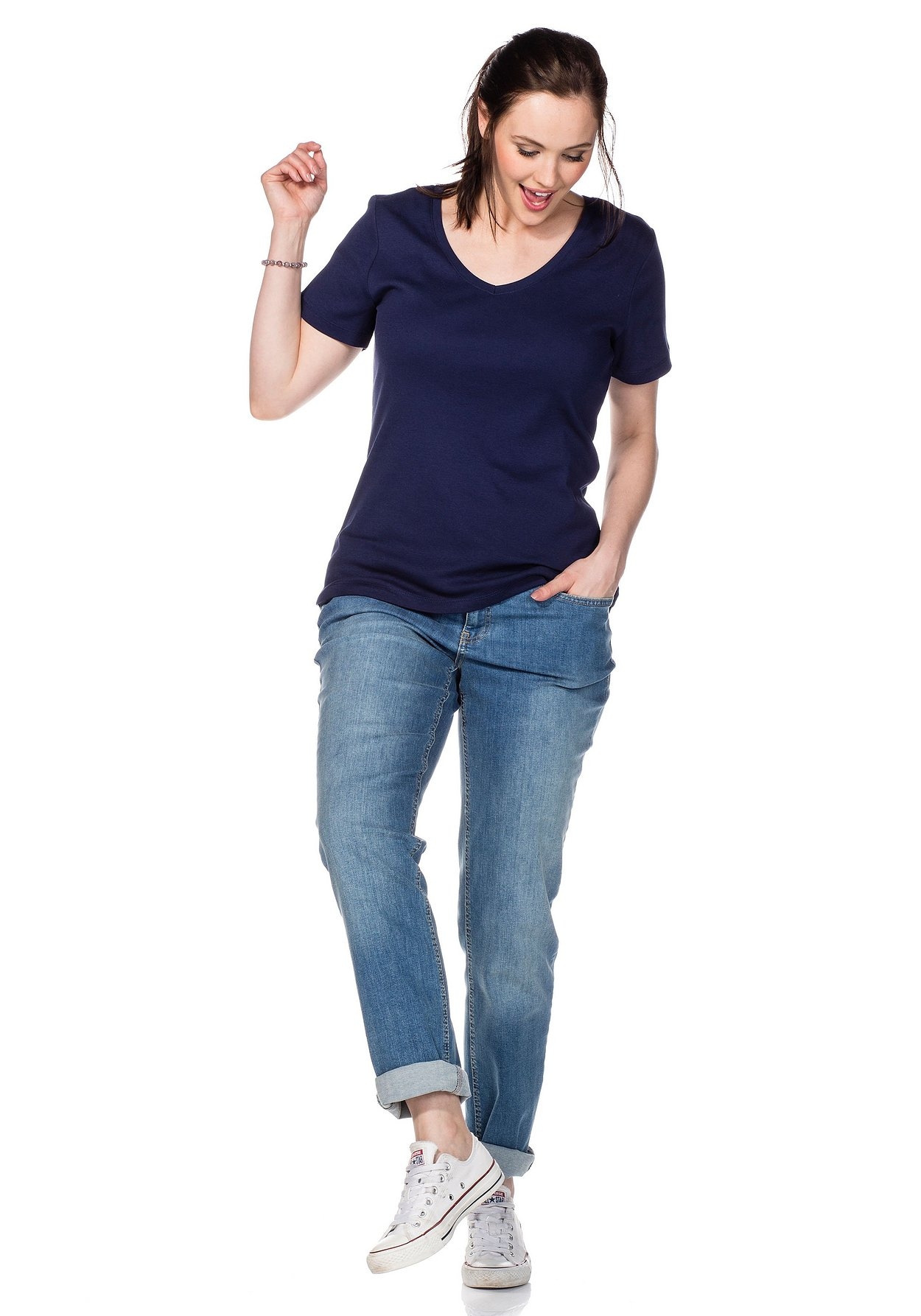 Sheego T-Shirt »T-Shirt aus fein gerippter Qualität«