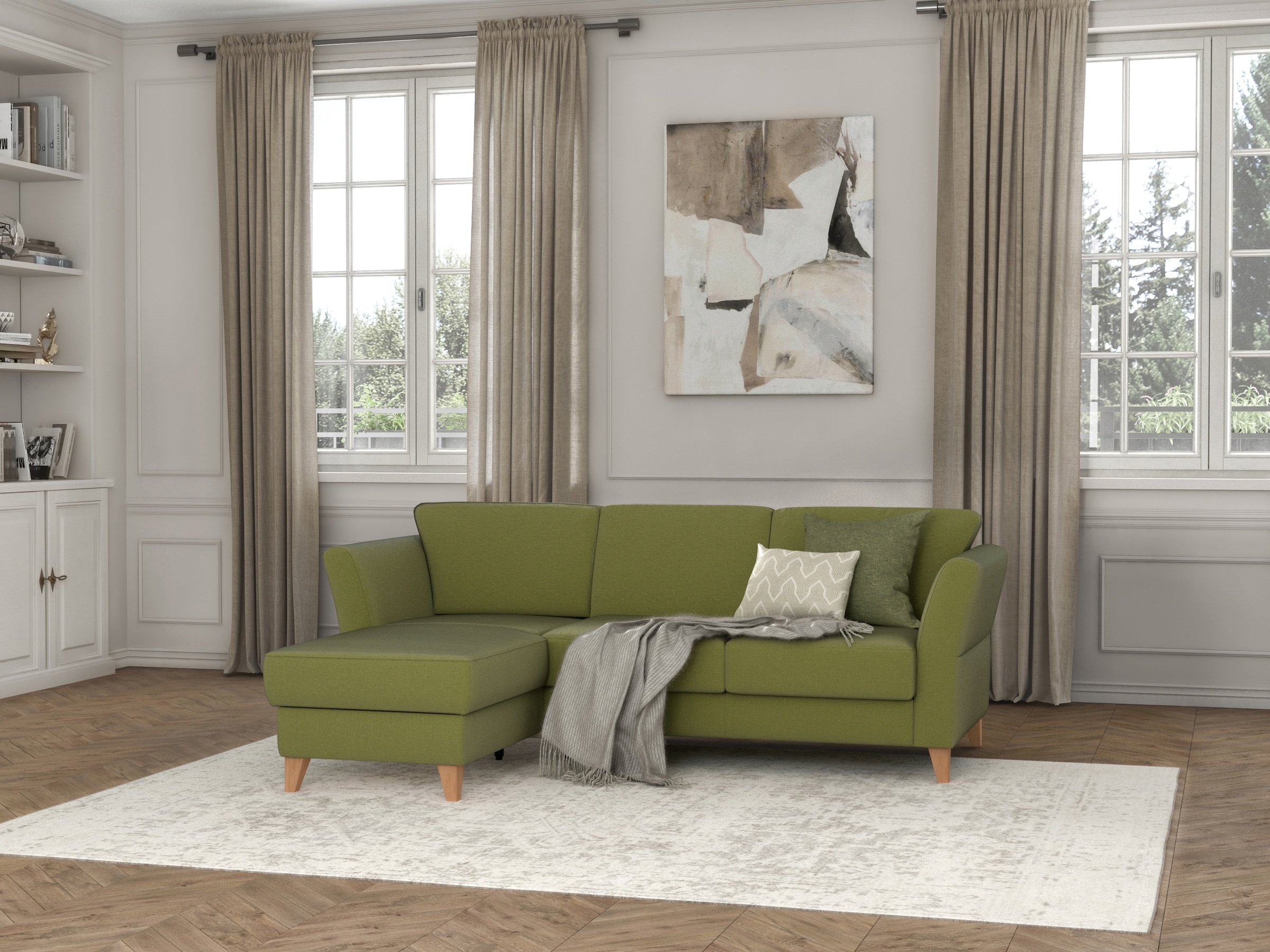 sit&more Ecksofa »Visby L-Form«, Wahlweise mit Bettfunktion und Bettkasten, frei im Raum stellbar