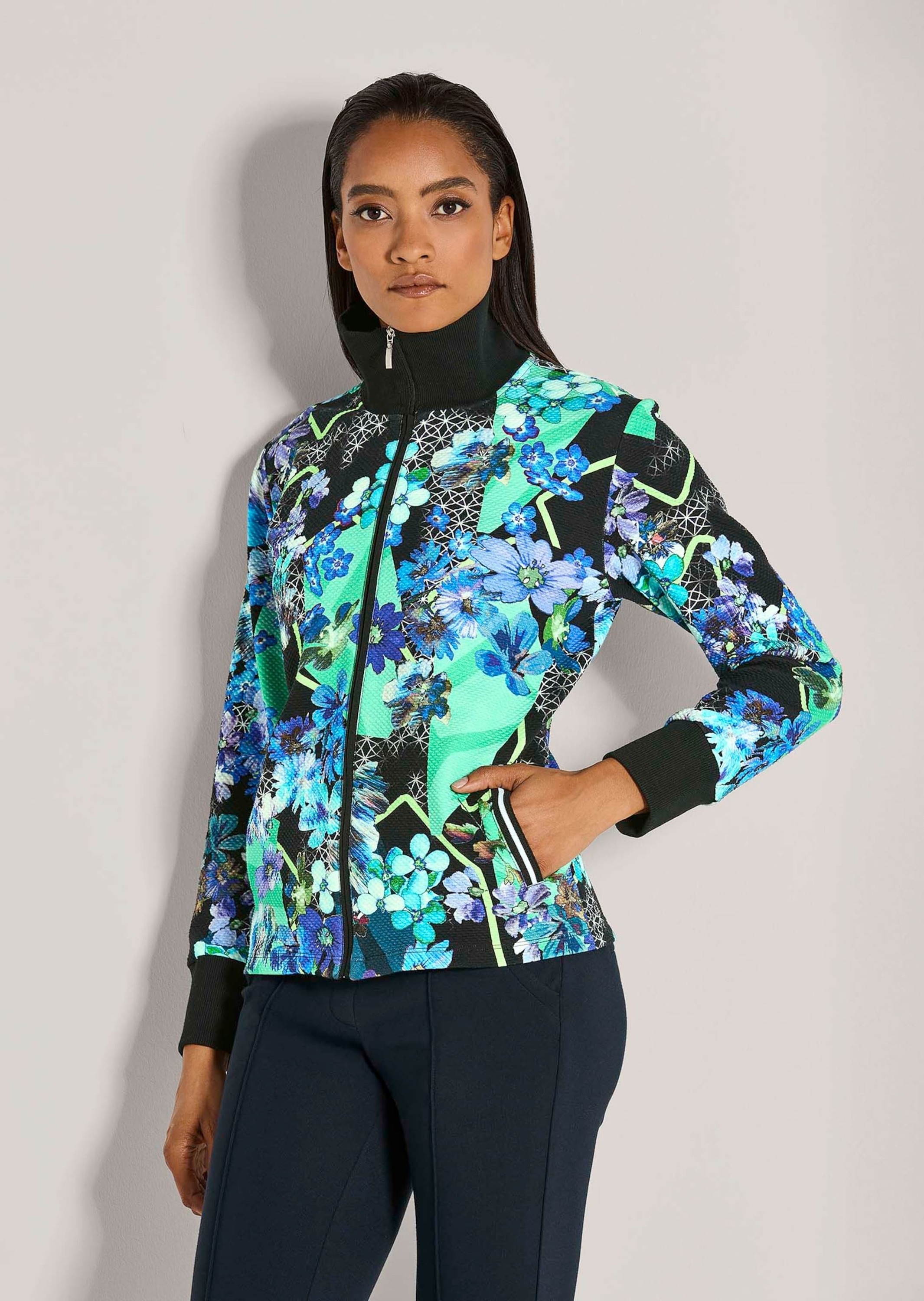 MADELEINE Kurzjacke »Blouson Florale Stretchjacke mit Reißverschluss«