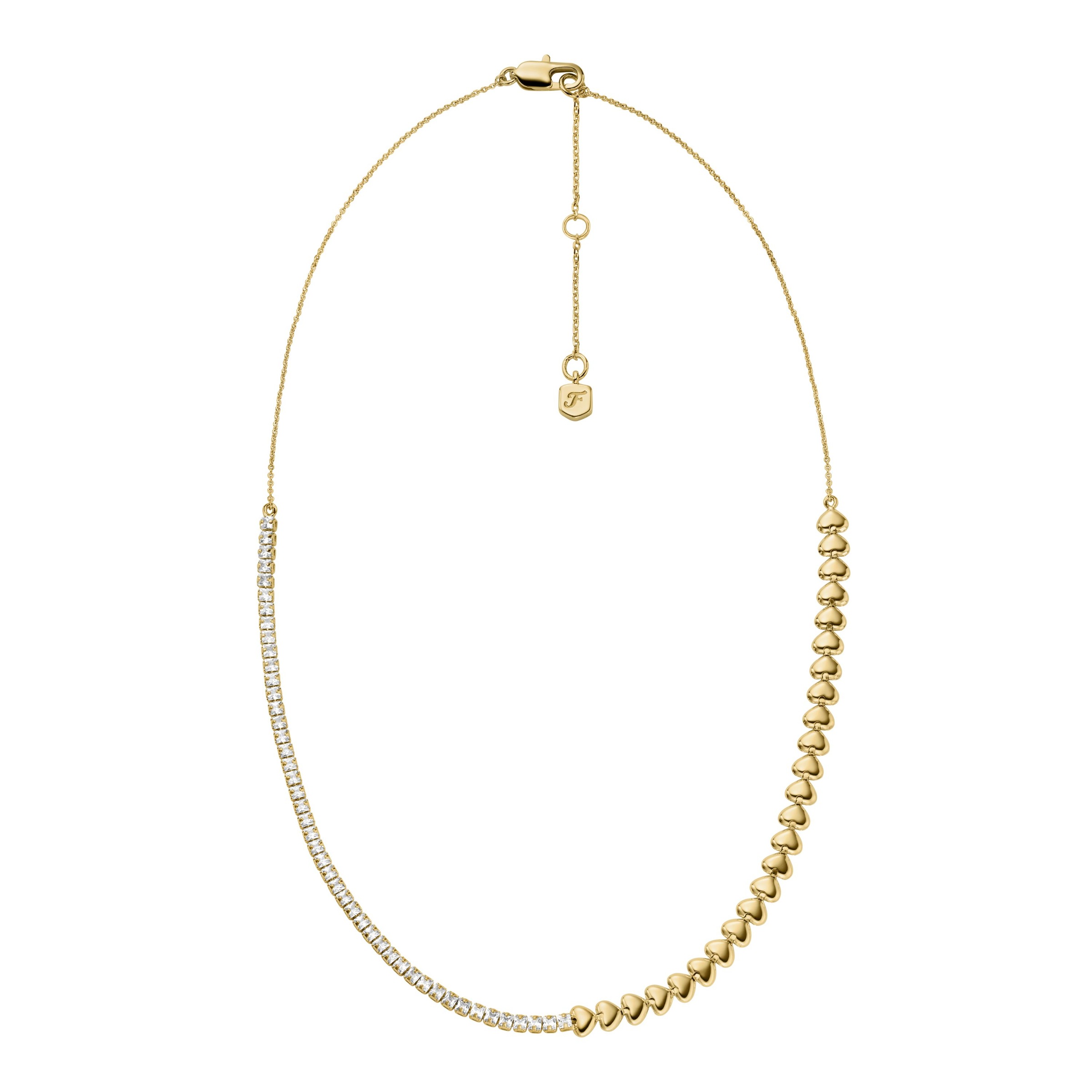 Fossil Kette ohne Anhänger »Schmuck Geschenk Metall SUTTON Herzen« mit Zirkonia (synth.)