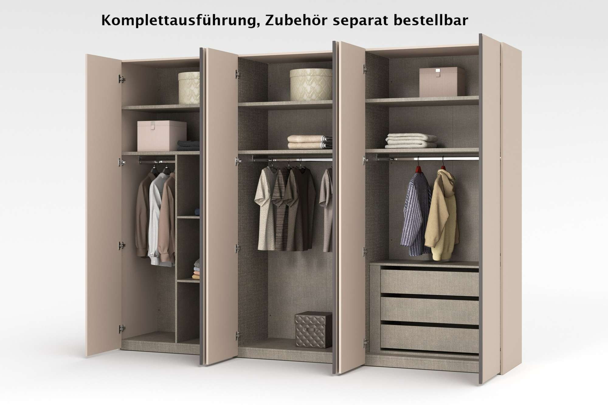 INOSIGN Kleiderschrank »RUBINO, Drehtürenschrank,Schlafzimmerschrank mit hochwertigem Alugriff«, (1 St.), Made in Italy, in Breite wählbar, Basisausführung, Zubehör extra