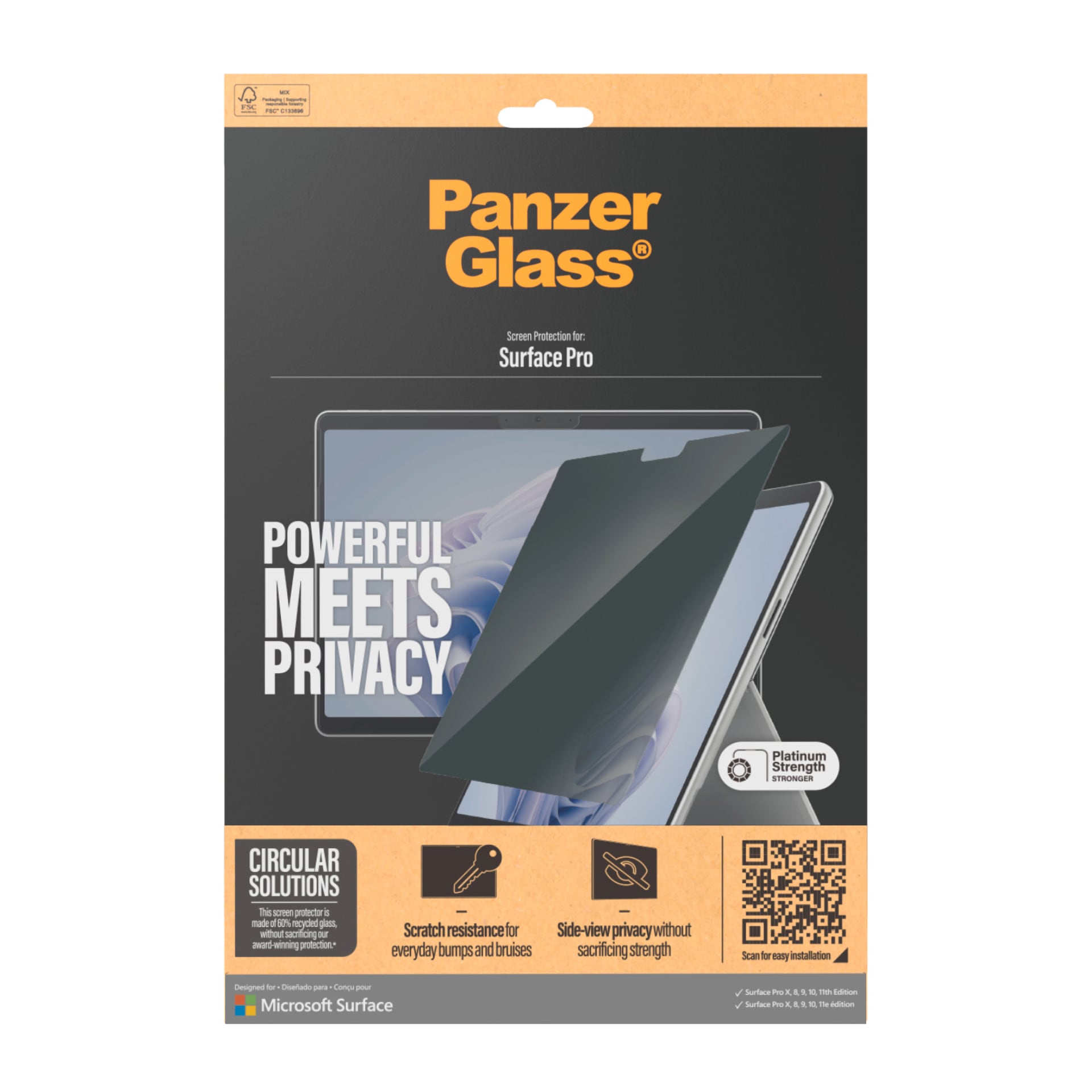 CARE by PanzerGlass Displayschutzfolie »Privacy Filter Screen Protector«, für Microsoft Surface Pro X-Microsoft Surface Pro 8/9/10/11, Displayschutz, Schutzfolie, Blickschutz, kratz- & stoßfest