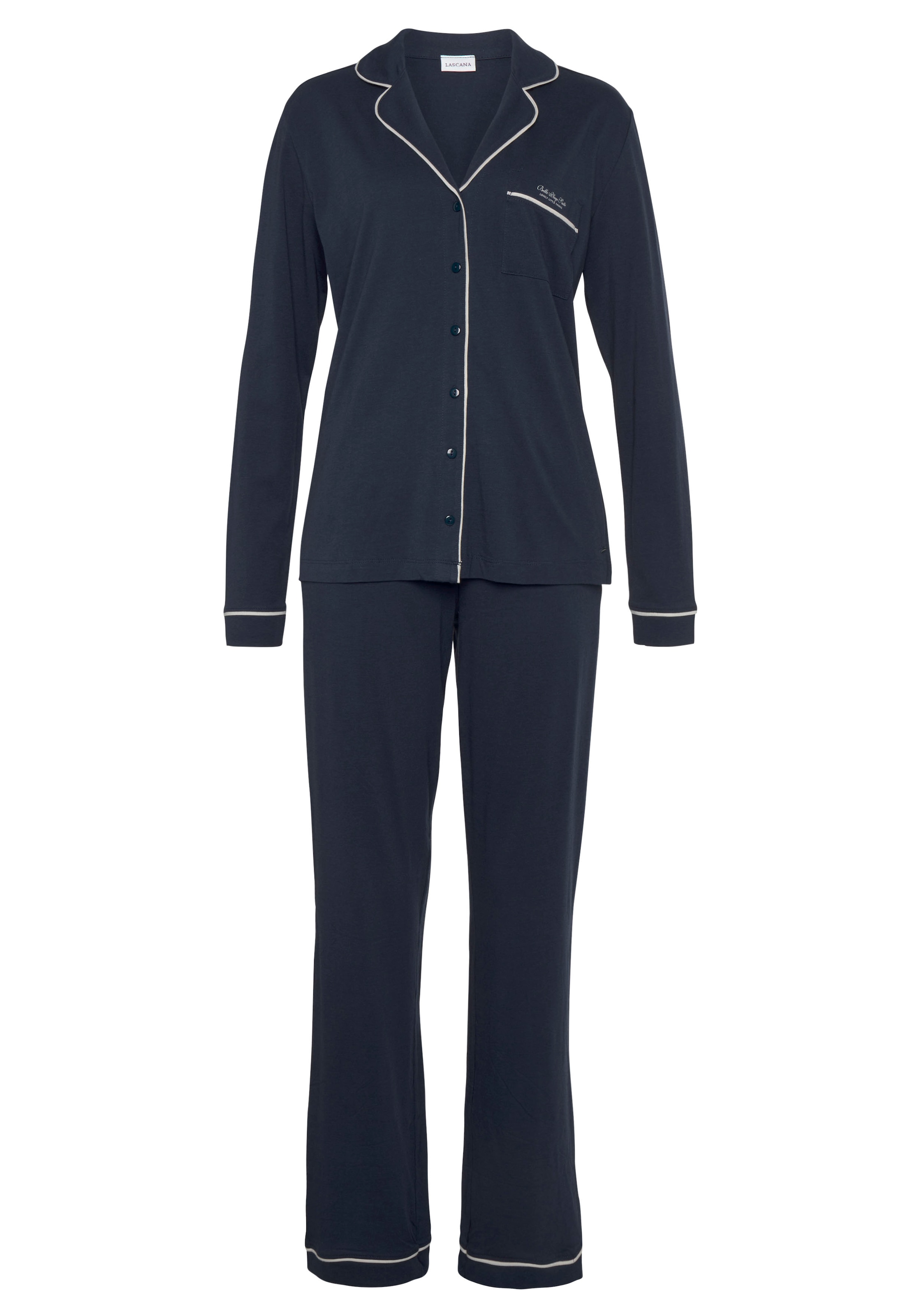 LASCANA Pyjama 2 Stk. tlg., mit Kontrastpaspeln