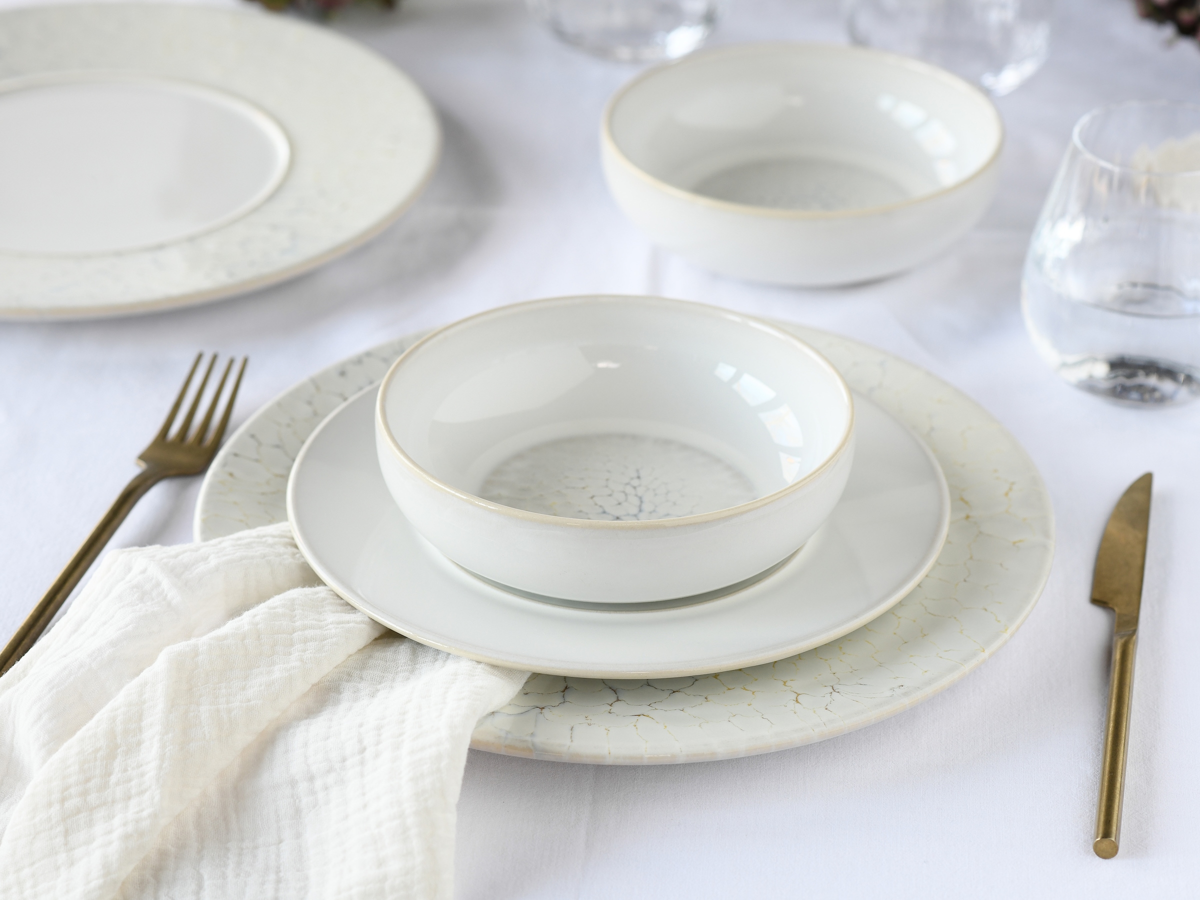 CreaTable Teller-Set »Unico, Tellerset, 12-tlg.« Eleganter Flair, Breite Fahne, Edel