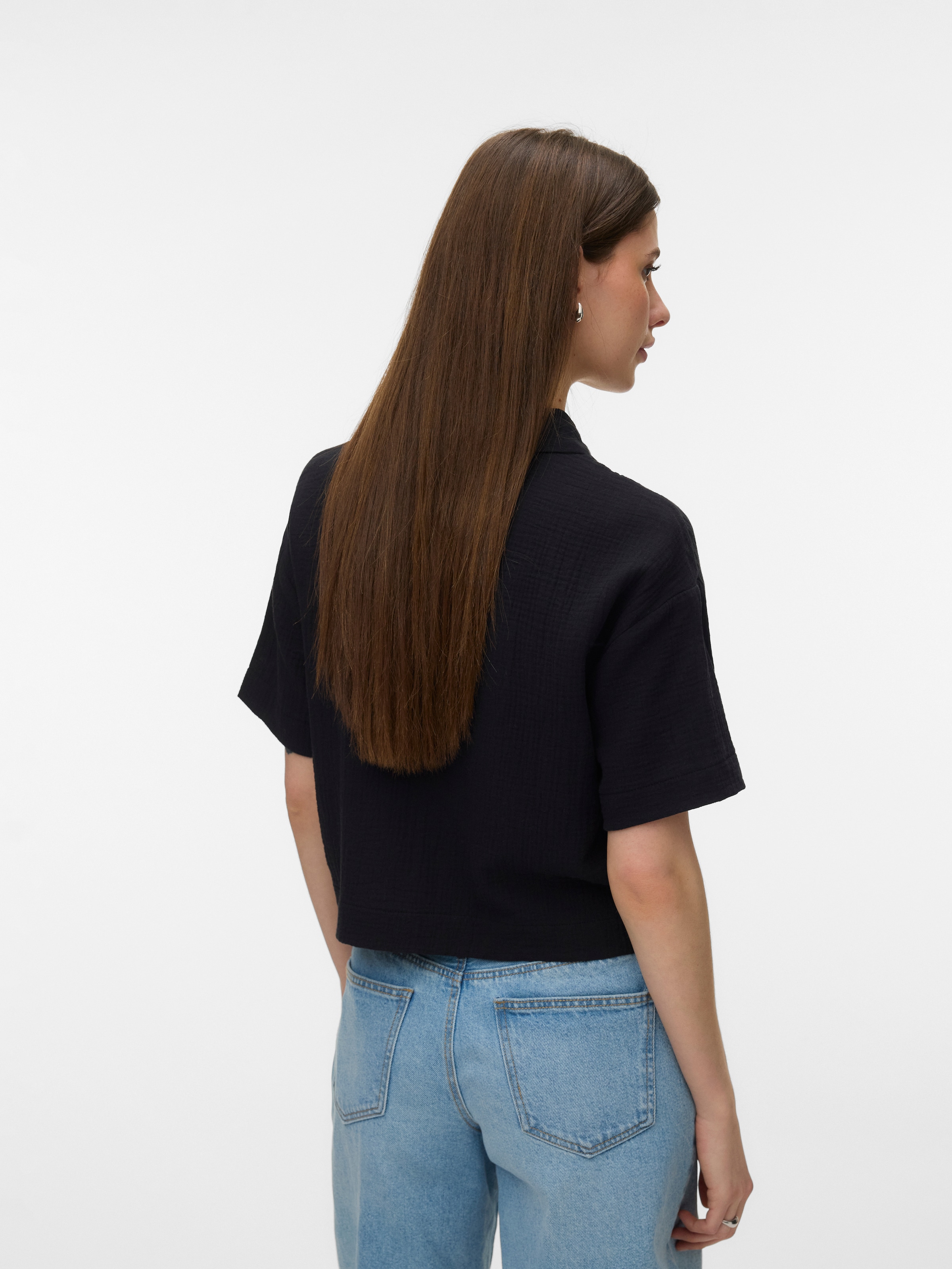 Vero Moda Kurzarmbluse »VMNATALI SS CROP SHIRT WVN NOOS« Baumwolle, verkürzte Form