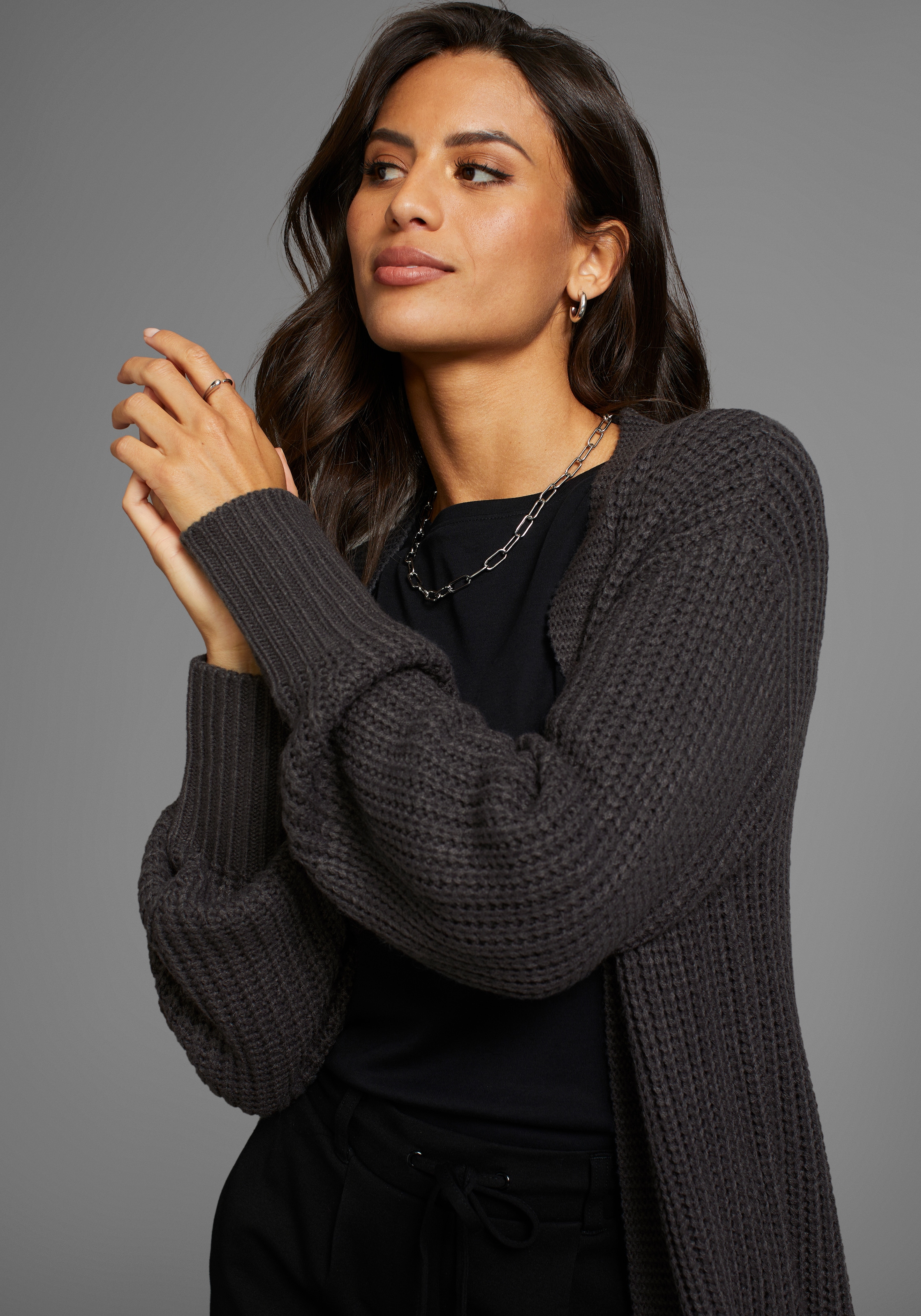 Laura Scott Longstrickjacke, aus kuscheligem Grobstrick