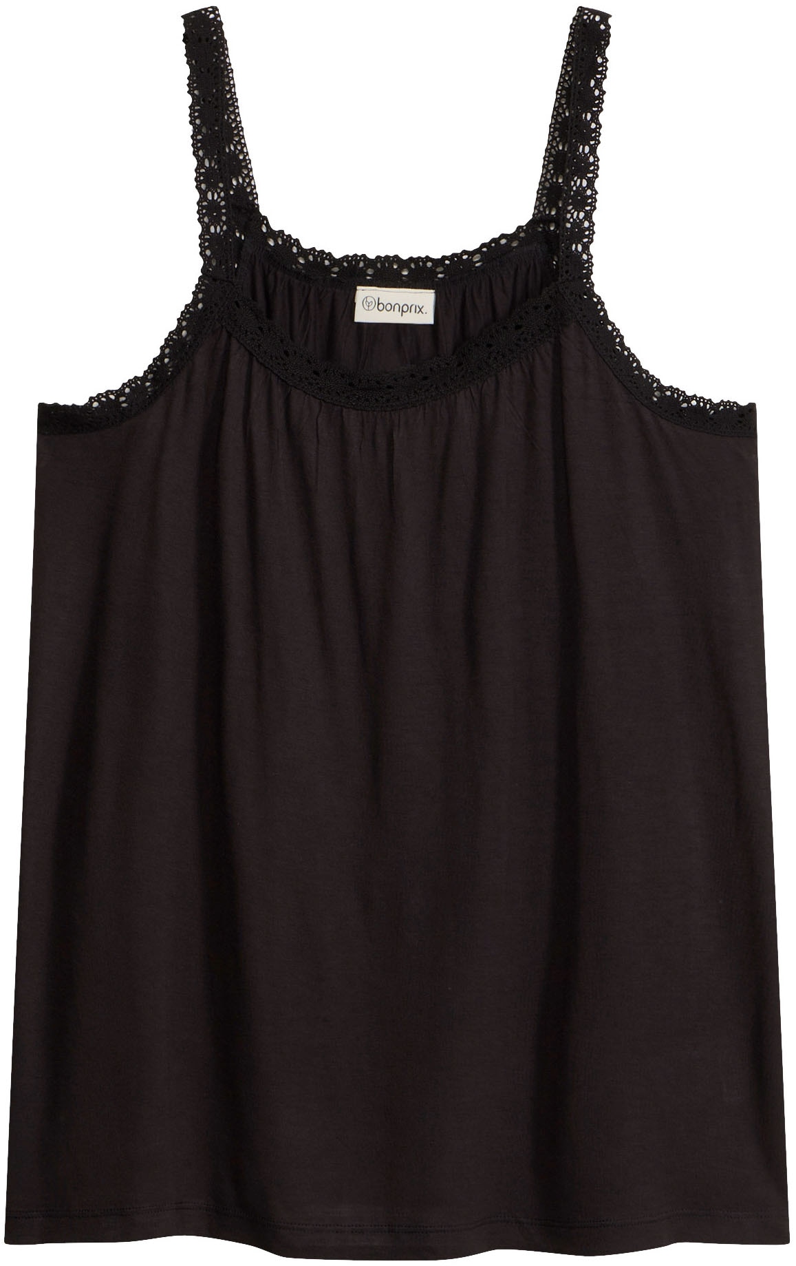 bonprix Shirttop bequeme Passform, ärmellos, aus Viskose, mit Baumwollspitze