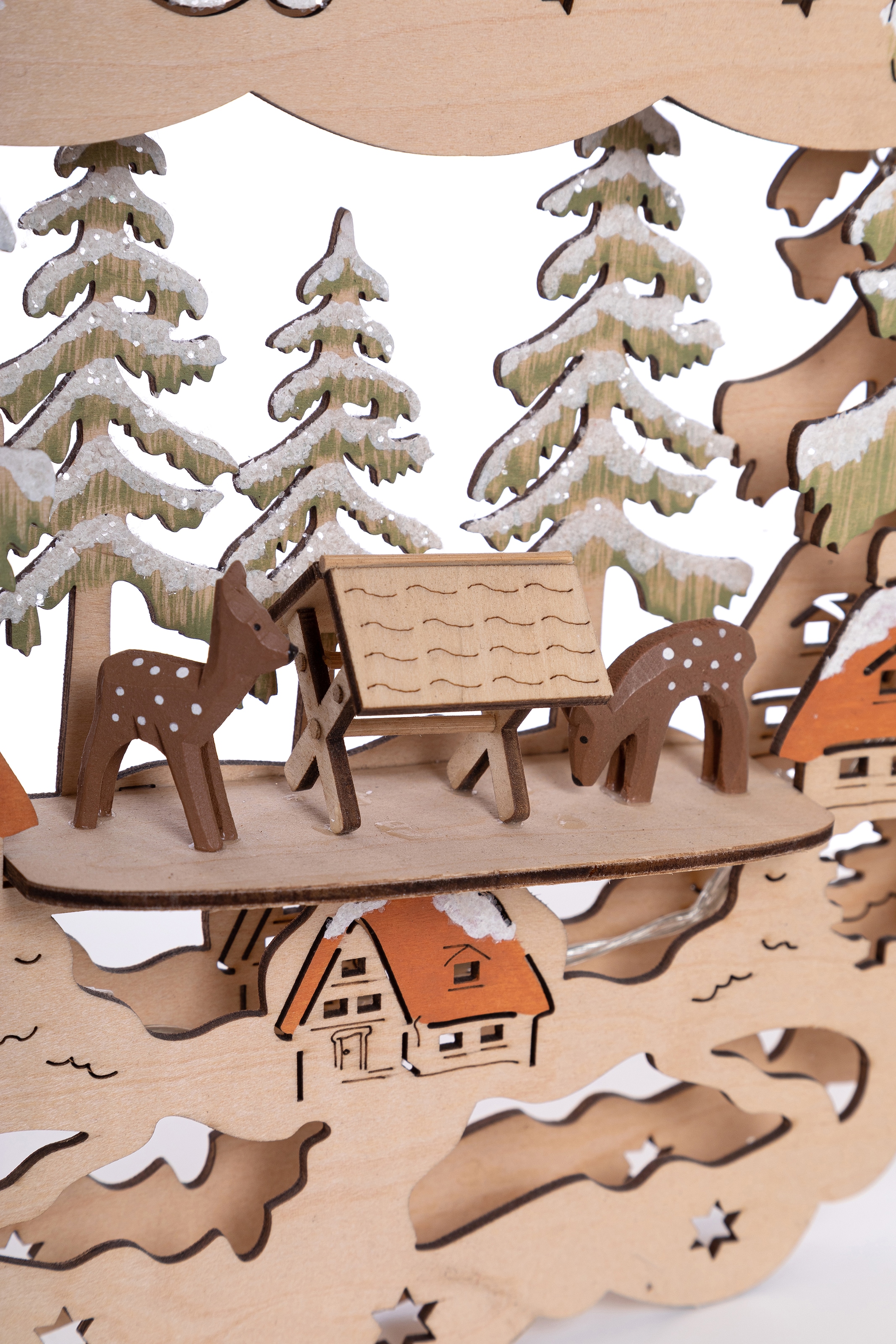 Myflair Möbel & Accessoires Dekoobjekt »Weihnachtsdeko mit LED-Beleuchtung«, aus Holz, Höhe ca. 29 cm