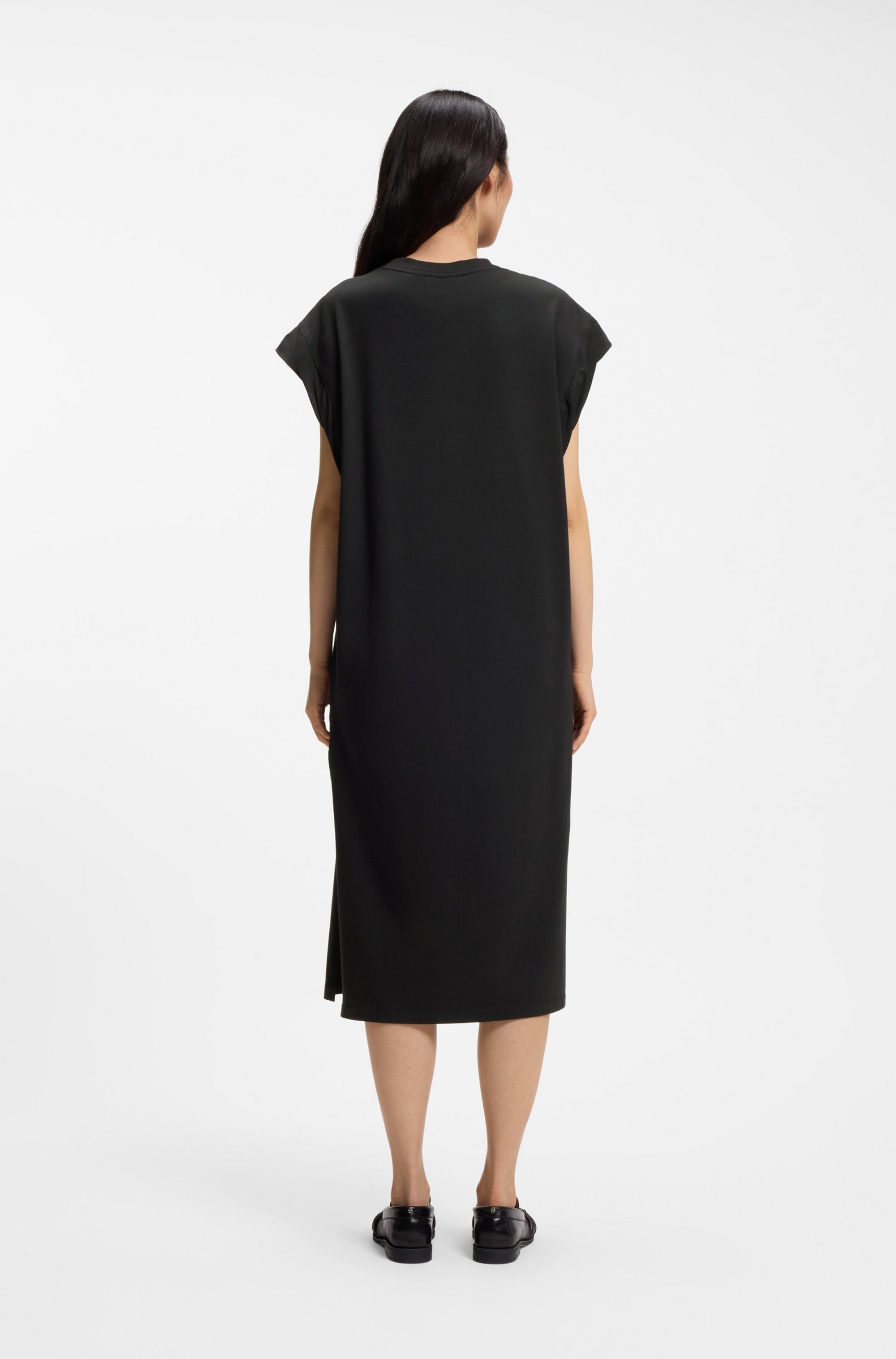 BOSS ORANGE Jerseykleid »Edress Premium Damenmode« mit Schlitzen, Logoschriftzug