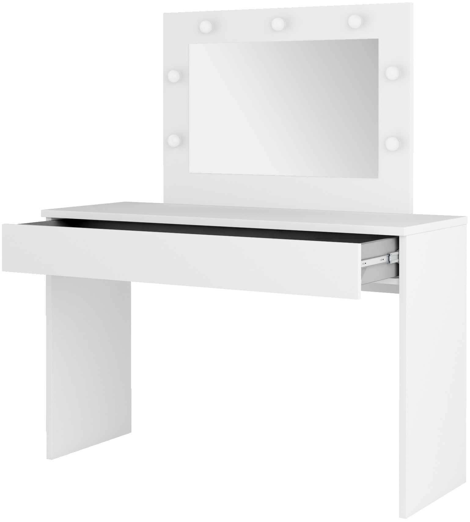 INOSIGN Schminktisch »Eva, Frisiertisch Kosmetiktisch 1 Schublade«, (FSC-zertifizierter Holzwerkstoff mit Melaminbeschichtung), mit LED Beleuchtung, 118x135x42cm, Made in Europe