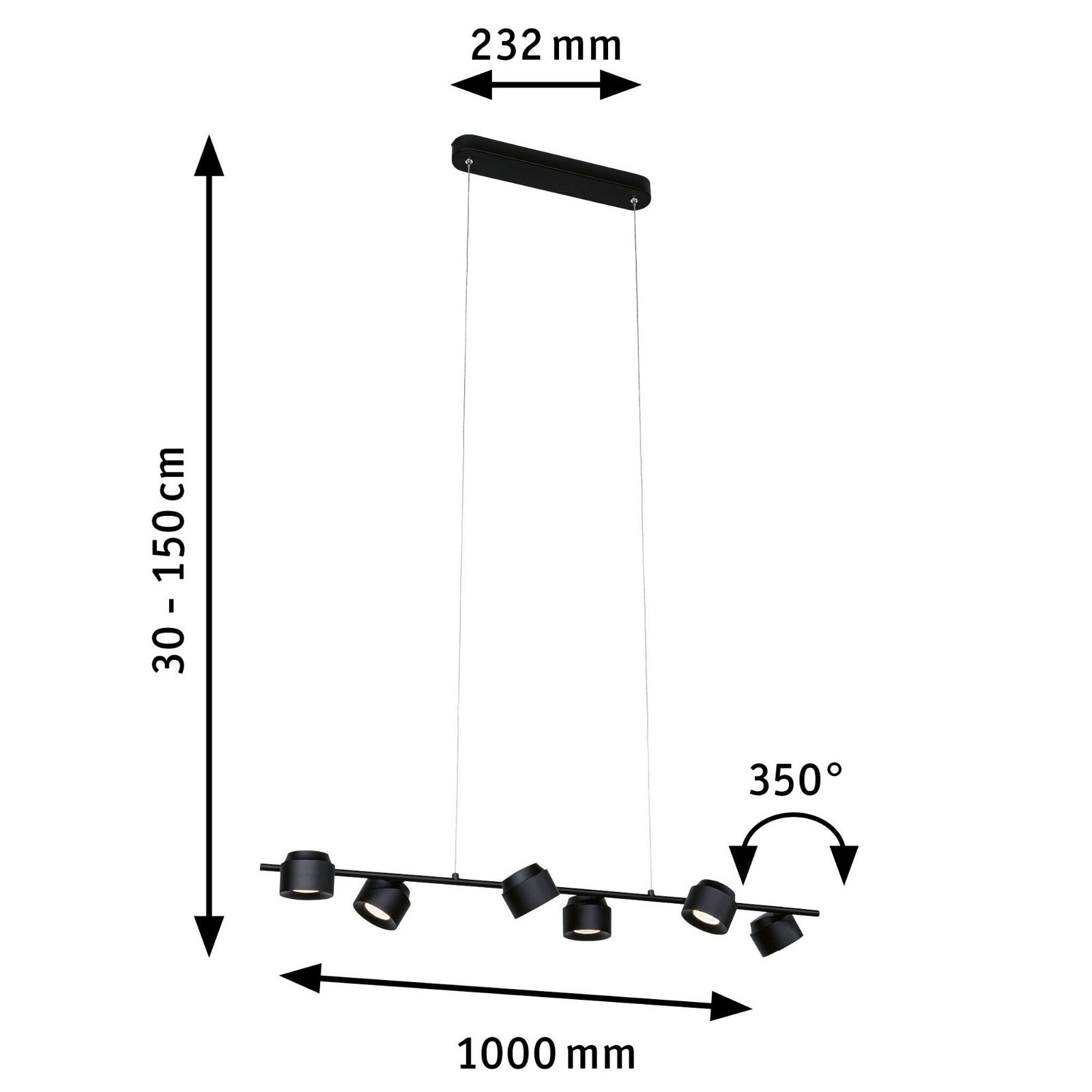 Paulmann LED Pendelleuchte »Puric Pane 6x4,5W Anthrazit/Schwarz 230V Metall/Kunststoff«, 6 flammig, 3-step-dimmbar