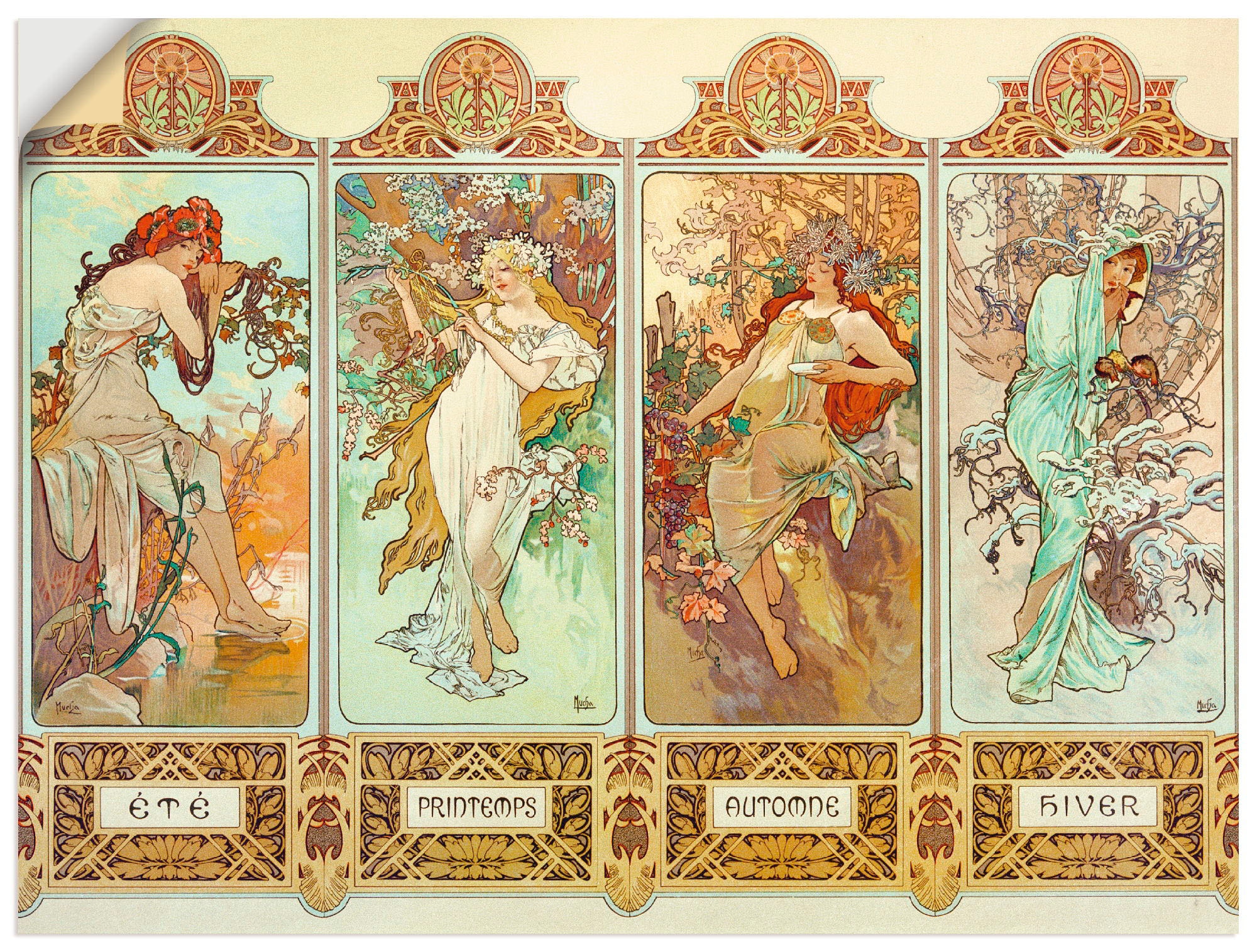Artland Wandbild »Die vier Jahreszeiten, 1896«, Gruppen & Familien, (1 St.), als Leinwandbild, Wandaufkleber in verschied. Größen