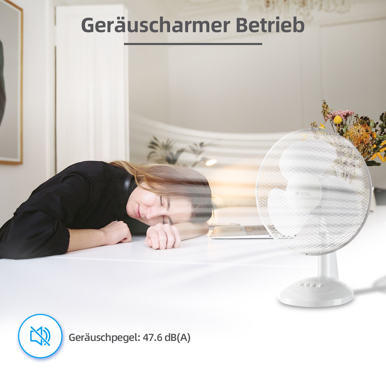 be cool Tischventilator »Tischventilator 30cm BC12TF weiß«, einfache Bedienung