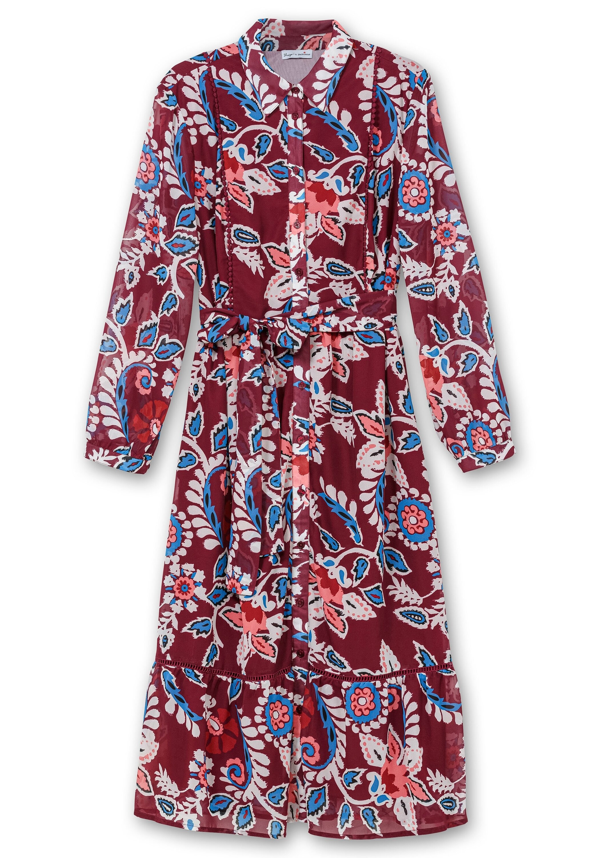 Sheego Chiffonkleid »Hemdblusenkleid mit Spitzendetails und Volant«