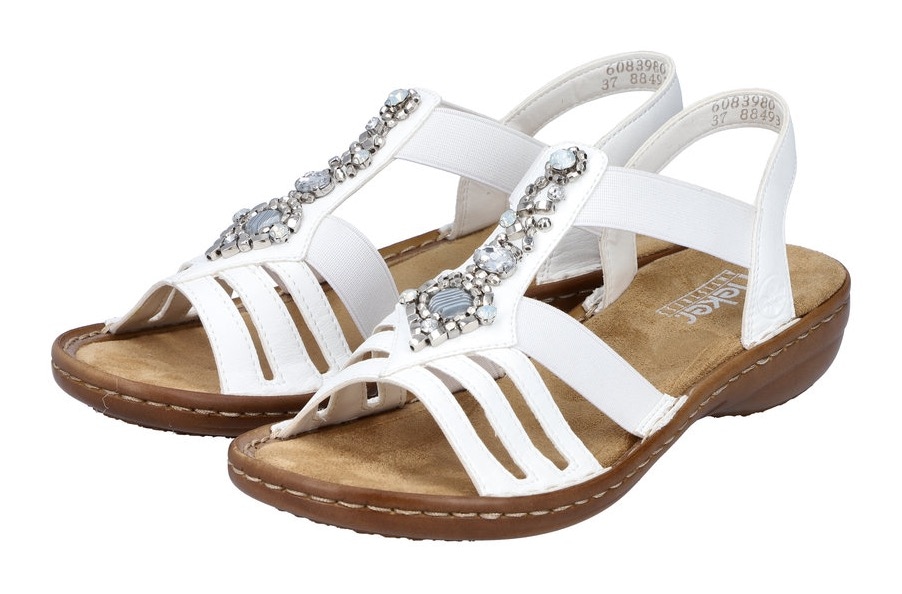 Rieker Riemchensandale, Sommerschuh, Sandalette, Keilabsatz, mit Schmucksteinen besetzt