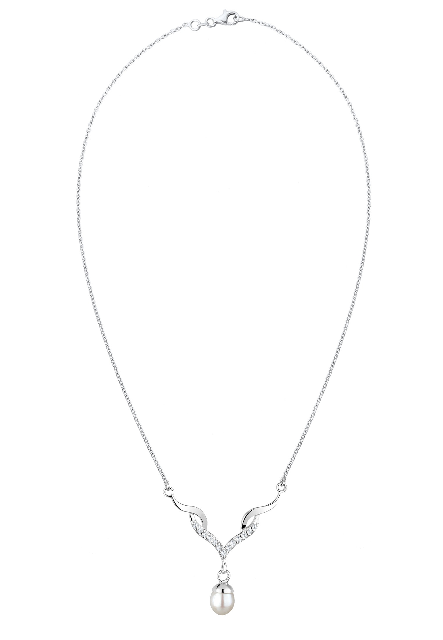 Elli Silberkette »Halskette Elli Halskette Collier Festlich Perle Zirkonia 925 Silber«