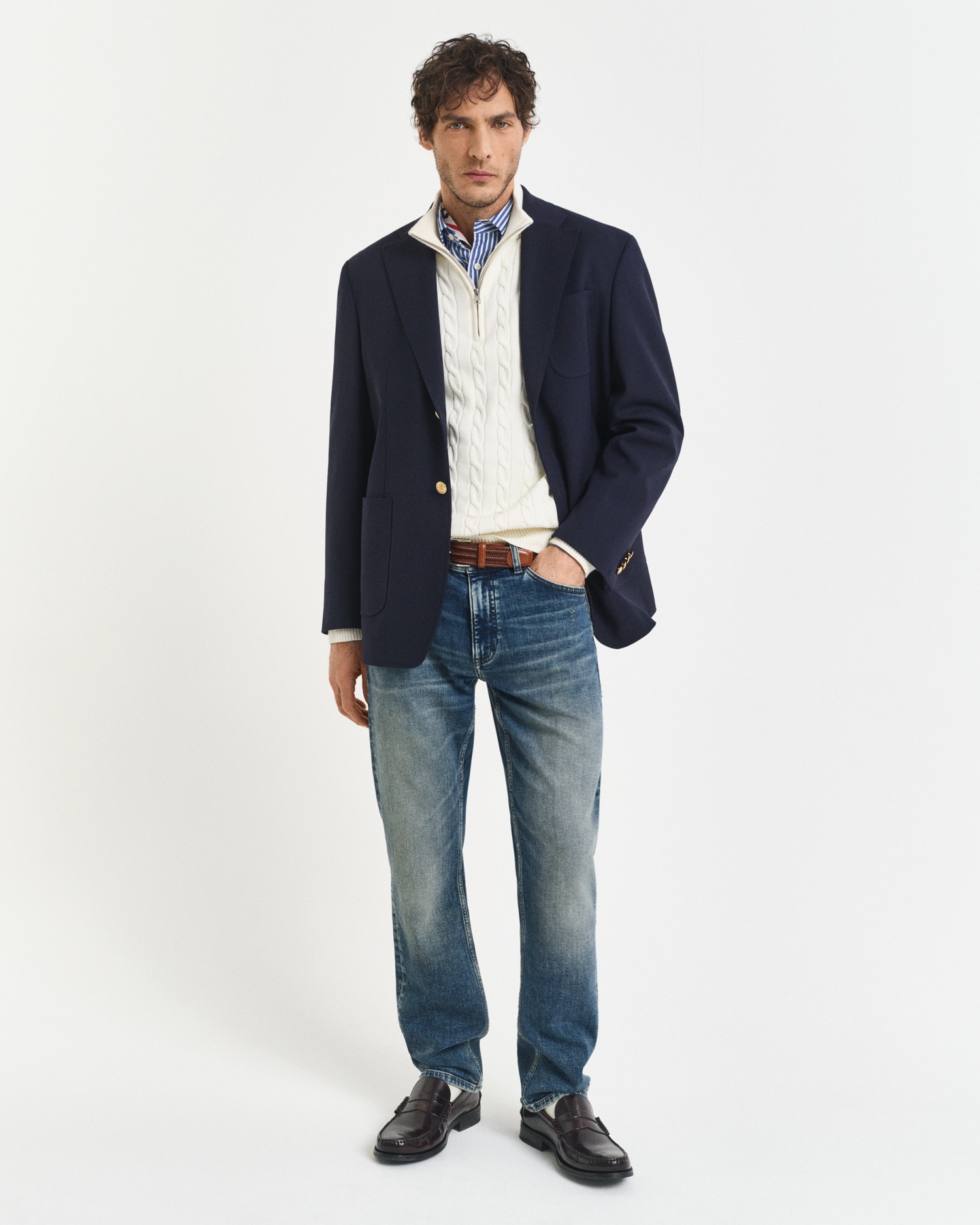 Gant Strickpullover »COTTON CABLE HALF ZIP« Mit Rundhalsausschnitt