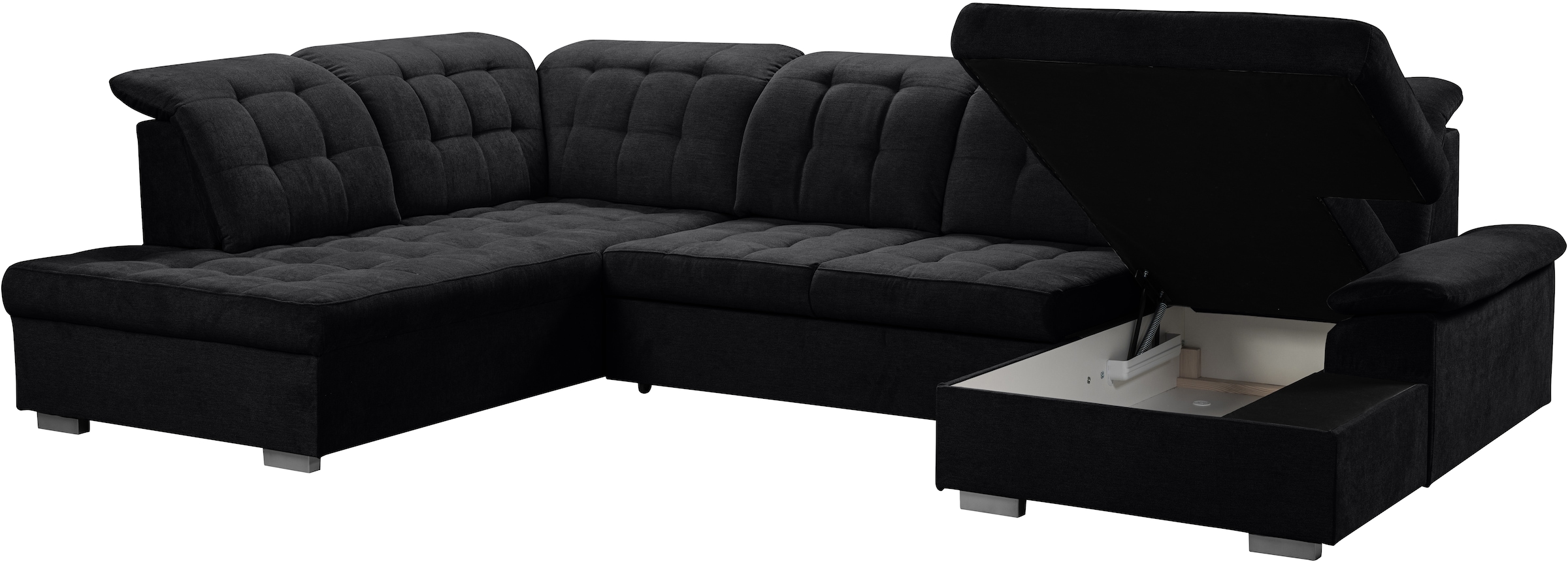 WERK2 Wohnlandschaft »Kordula-New U-Form«, Sofa in U-Form mit Schlaffunktion & Bettkasten, Schlafcouch