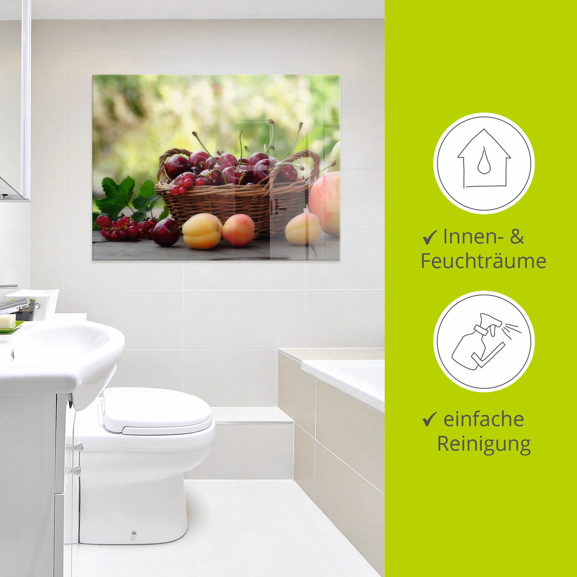 Artland Glasbild »Frische Früchte Körbchen« Lebensmittel 1 Stk. tlg. in verschiedenen Größen