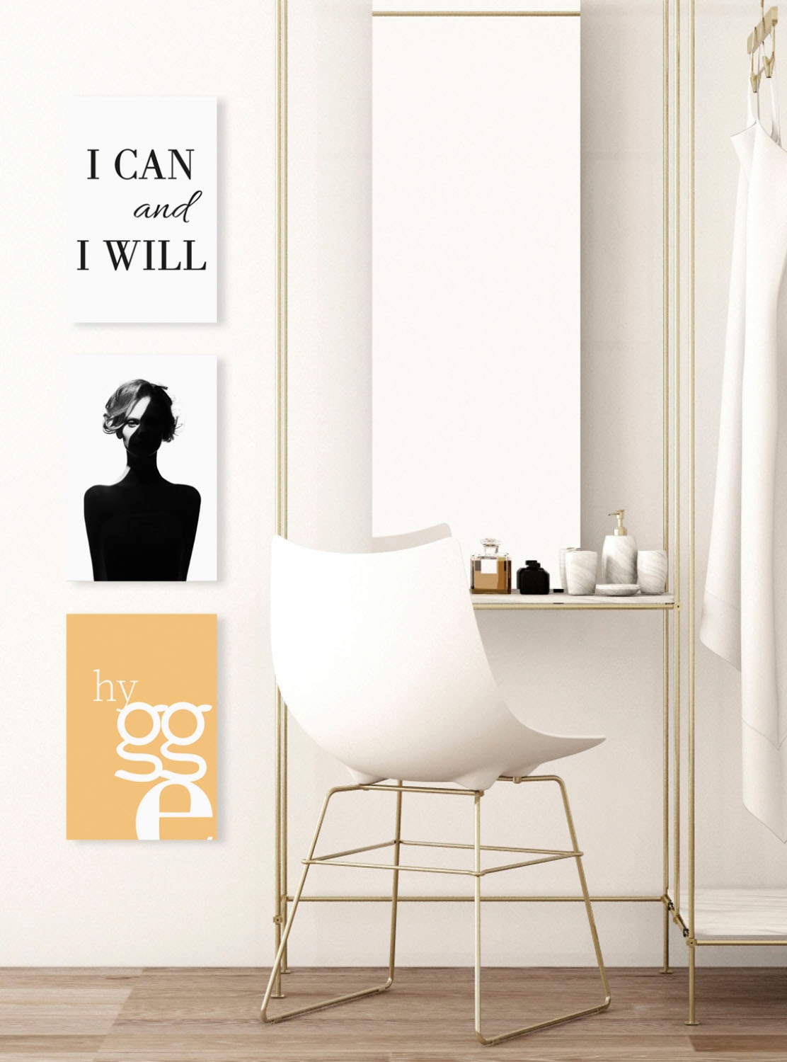 queence Acrylglasbild »hygge« Schriftzug | Schwarz-Weiß | Sprüche | Sprüche & Texte Fine Art-Print in Galeriequalität