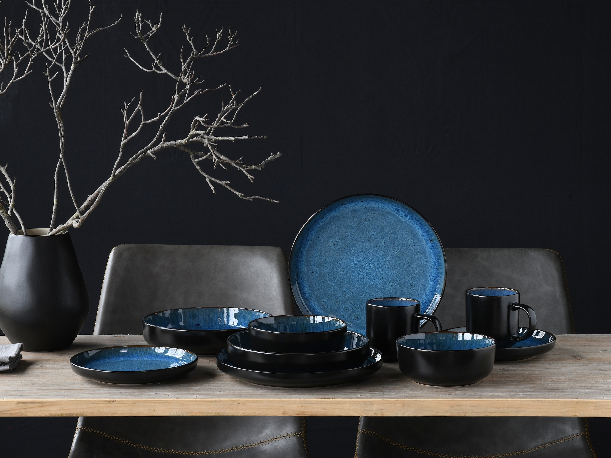 CreaTable Kombiservice »Nordic Fjord, Kombiservice 16-tlg« Reaktivglasur, Scandi-Style
