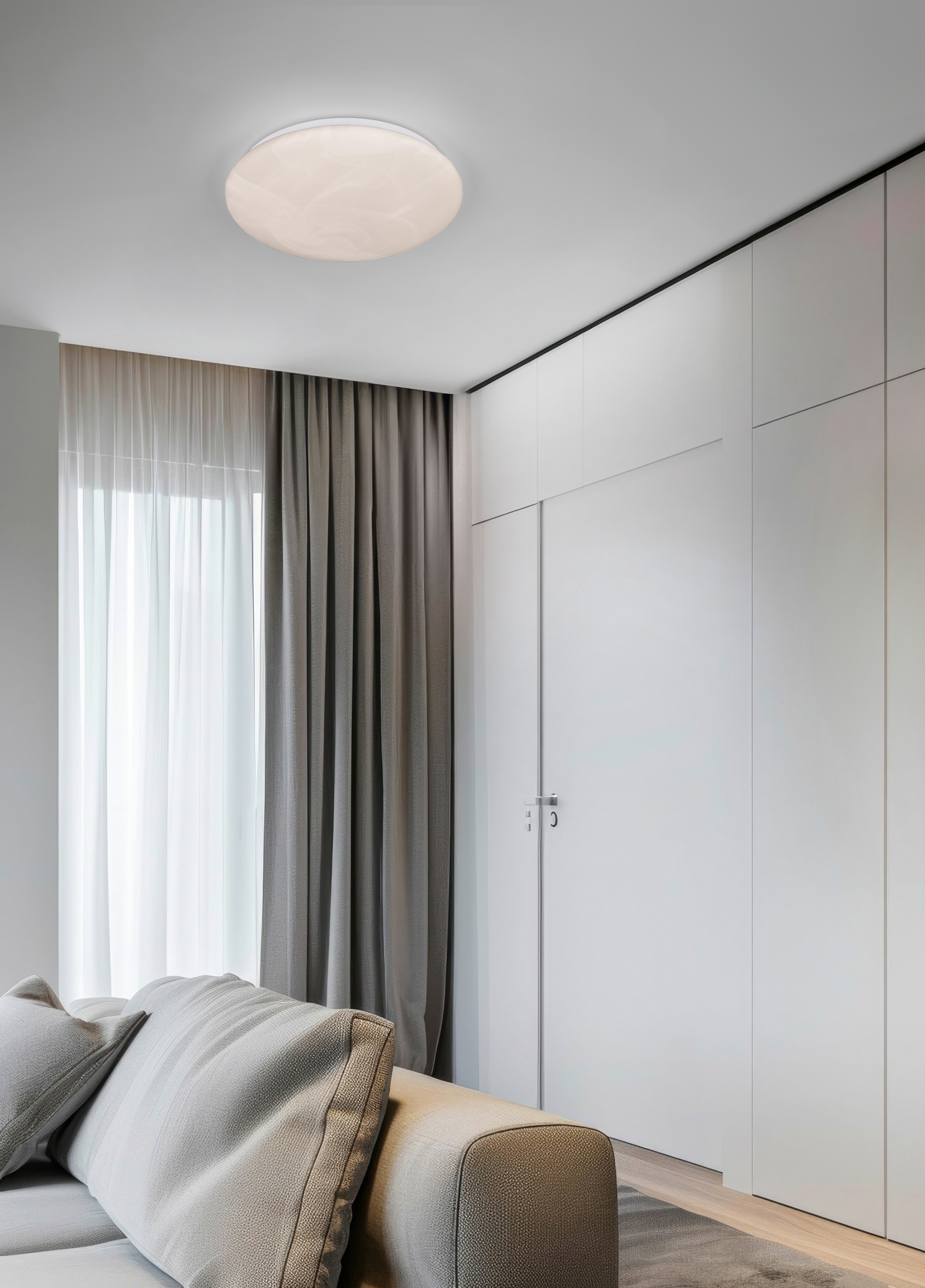 REALITY Leuchten LED Deckenleuchte »UMBRIA, LED Deckenlampe Kunststoff Alabaster weiß 4000K kaltweiß« LED-Board 1 Stk. Kaltweiß 12W 1600 Lumen, Wand- oder Deckenlampe, Höhe 6,5 cm Ø 28 cm