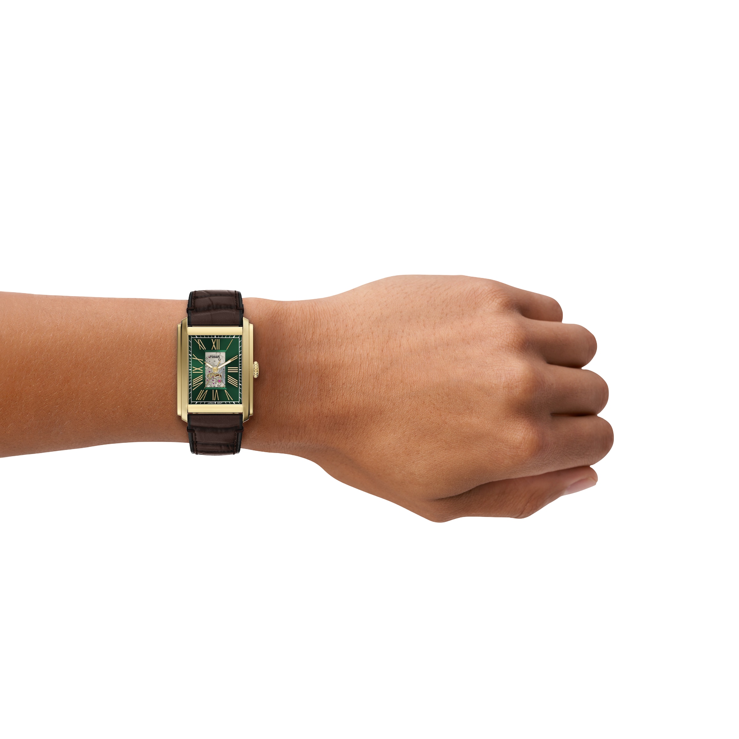 Fossil Automatikuhr »Carraway« Armbanduhr, Herrenuhr, Mechanische Uhr, Lederarmband, analog
