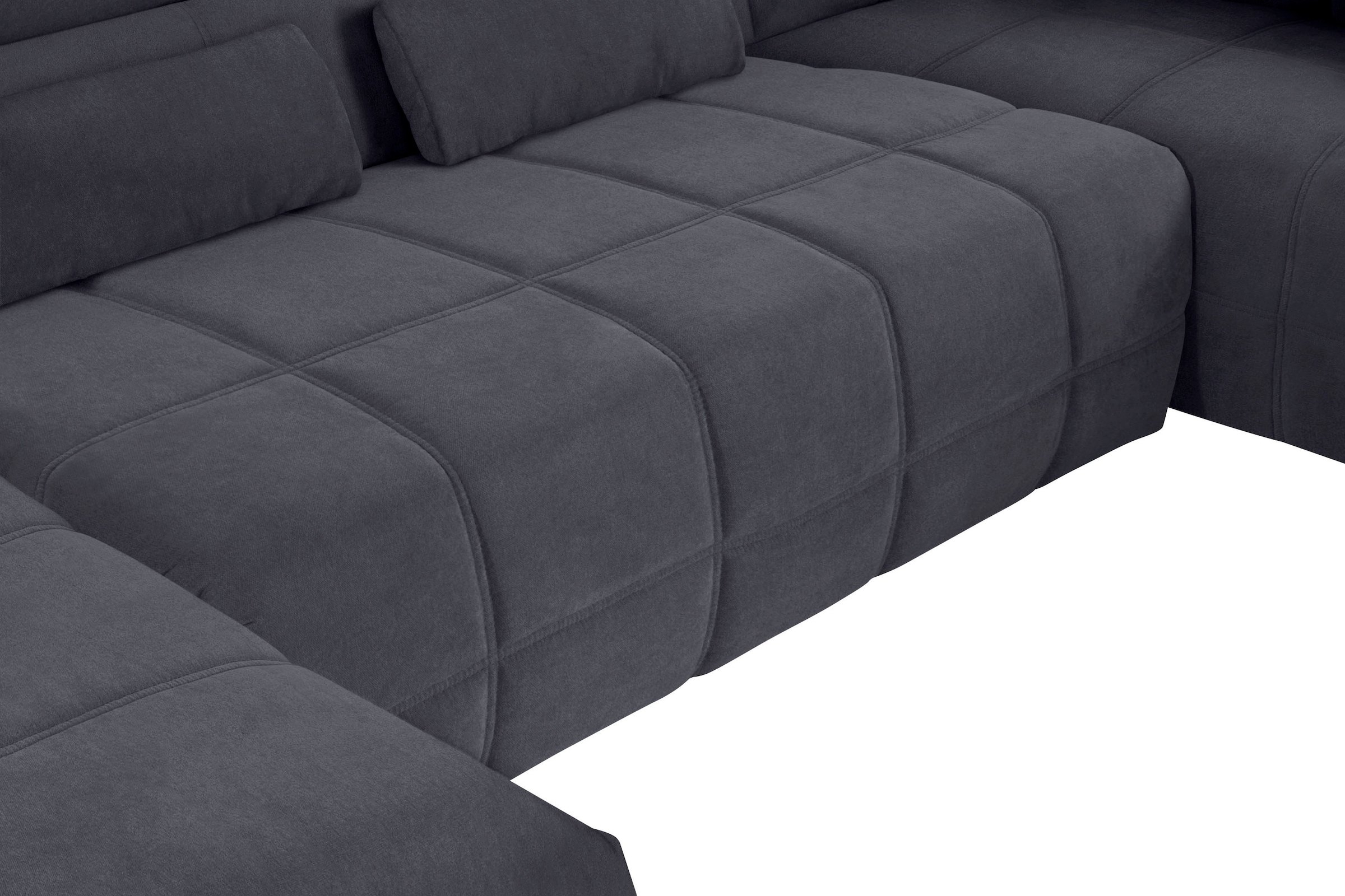 DOMO collection Wohnlandschaft »Brandon, whlw. mit Sitztiefenverstellung, inkl. Nierenkissen«, mit Kopfteilverstellung, wahlweise Sitztiefenverstellung, U-Form