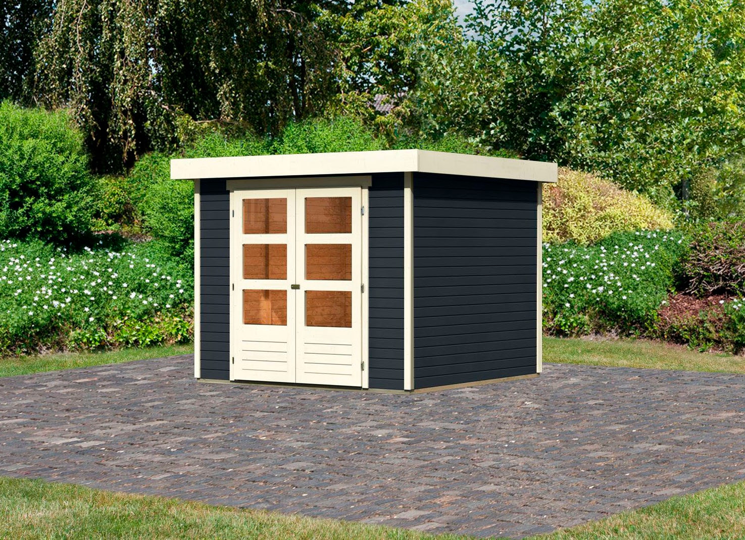 Karibu Gartenhaus »Arnis 3,5«, naturbelassen oder terragrau