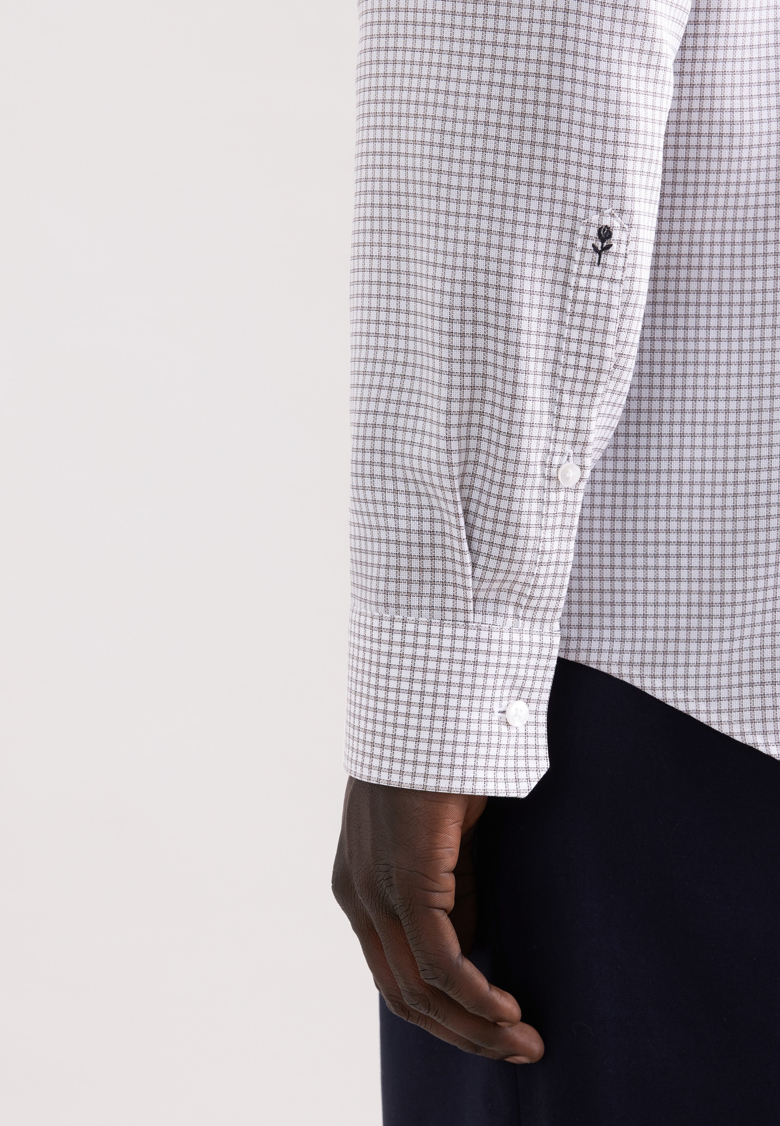 seidensticker Businesshemd »Schwarze Rose« Shaped 1/1 Covered-Button-Down-Kragen Karo