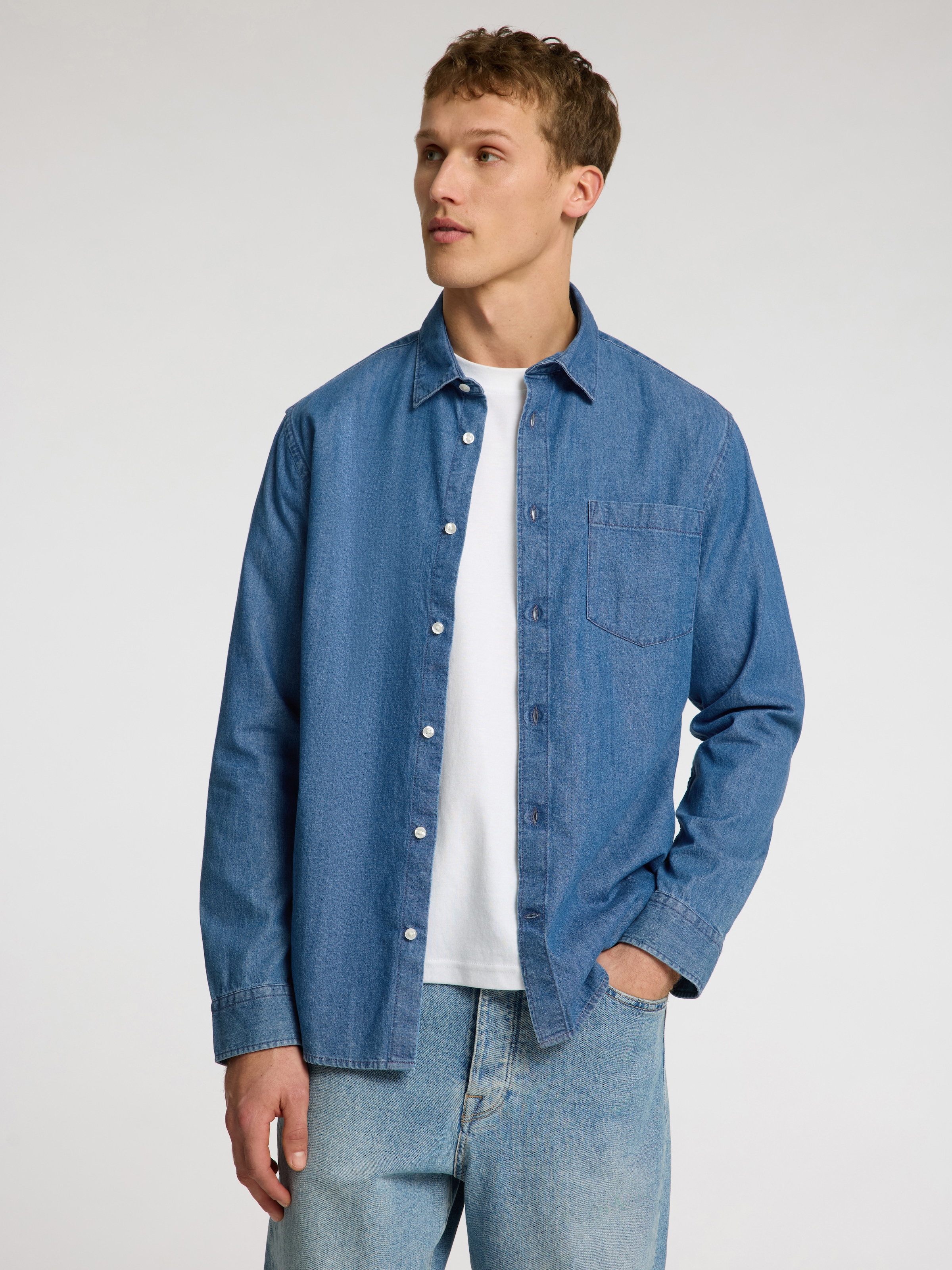 SELECTED HOMME Langarmhemd »SLHREGCARLO DENIM LS SHIRT NOOS«