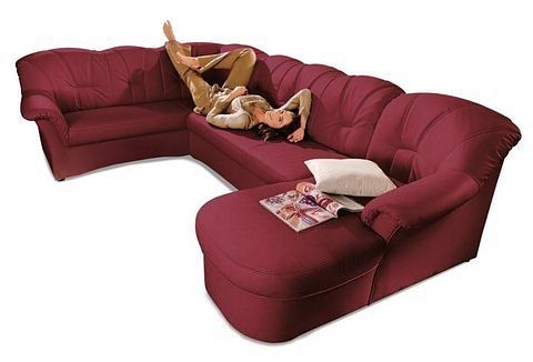 DOMO collection Wohnlandschaft »Papenburg, zeitlose Rückensteppung, elegante Formensprache, U-Form«, in großer Farbvielfalt, wahlweise mit Bettfunktion