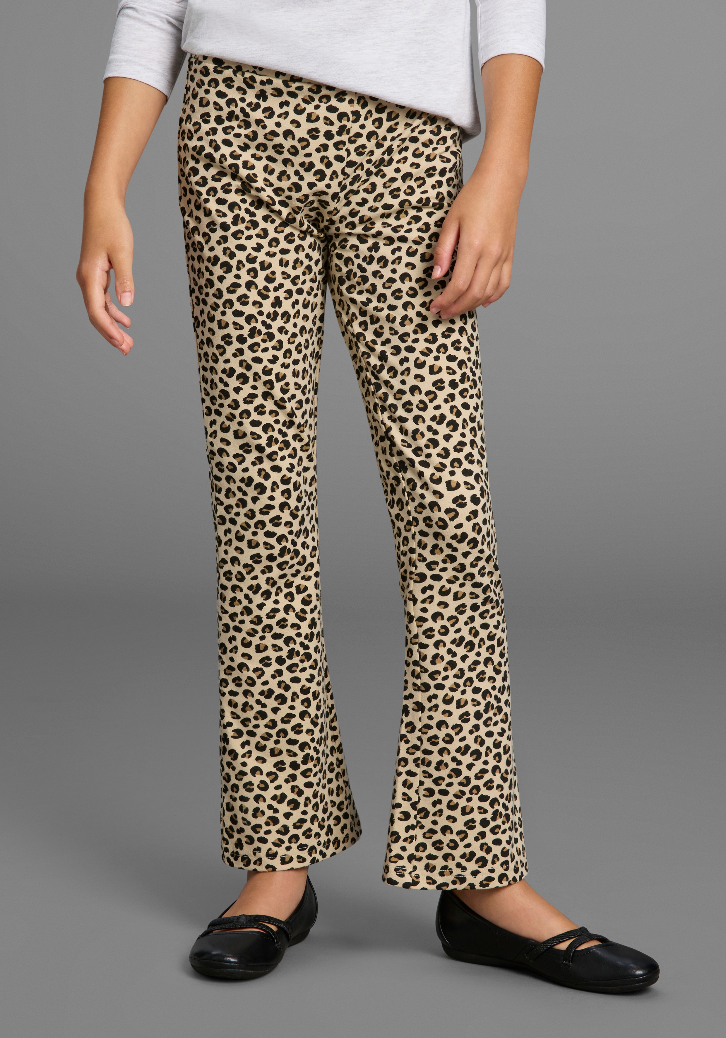 Kidsworld Mädchen Leggings »Leggings mit Schlag« Jazzpants Bootcut, Leoprint, Größe 98
