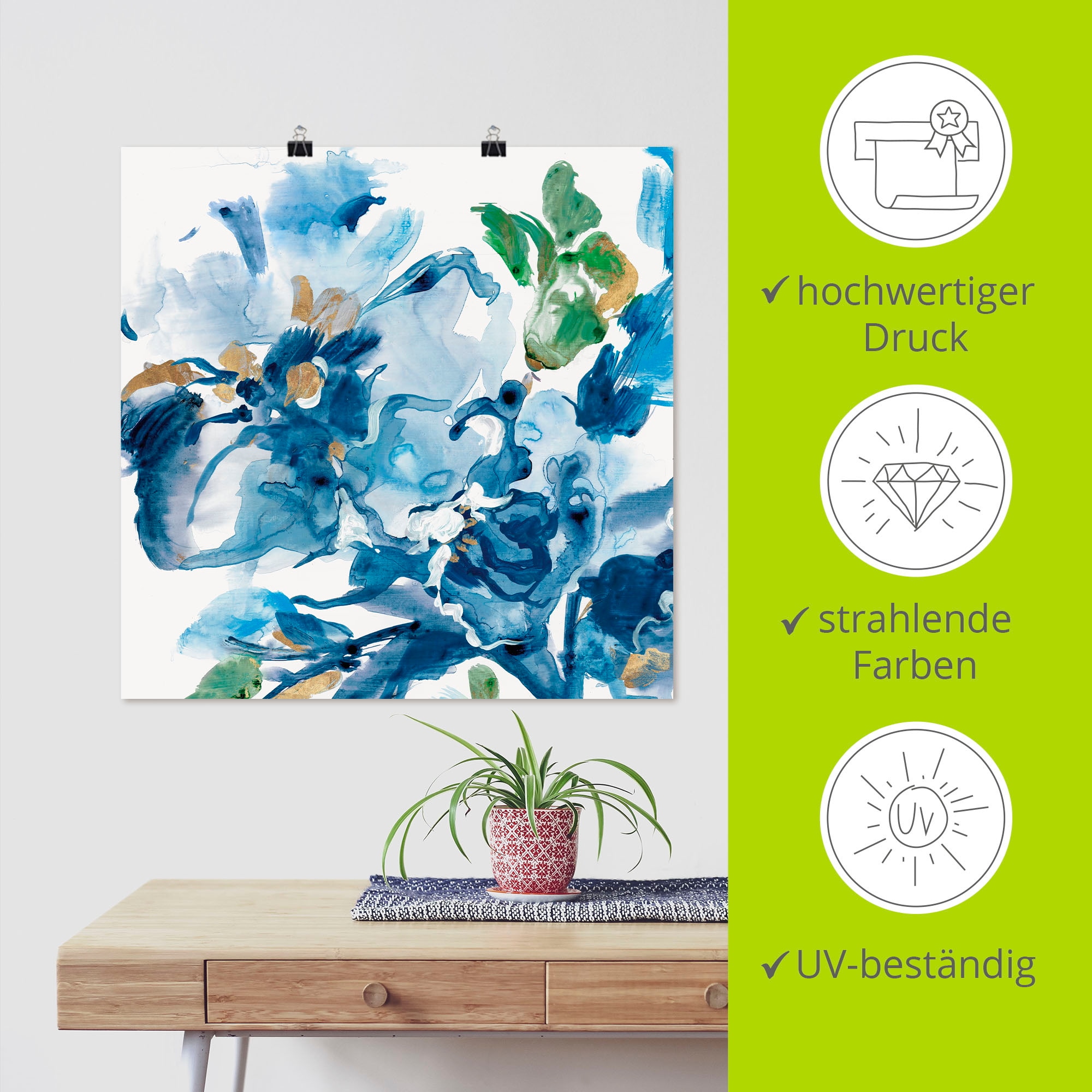 Artland Poster »Cerulean Floral«, Blumenbilder, (1 St.), als Alubild, Leinwandbild, Wandaufkleber oder Poster in versch. Größen