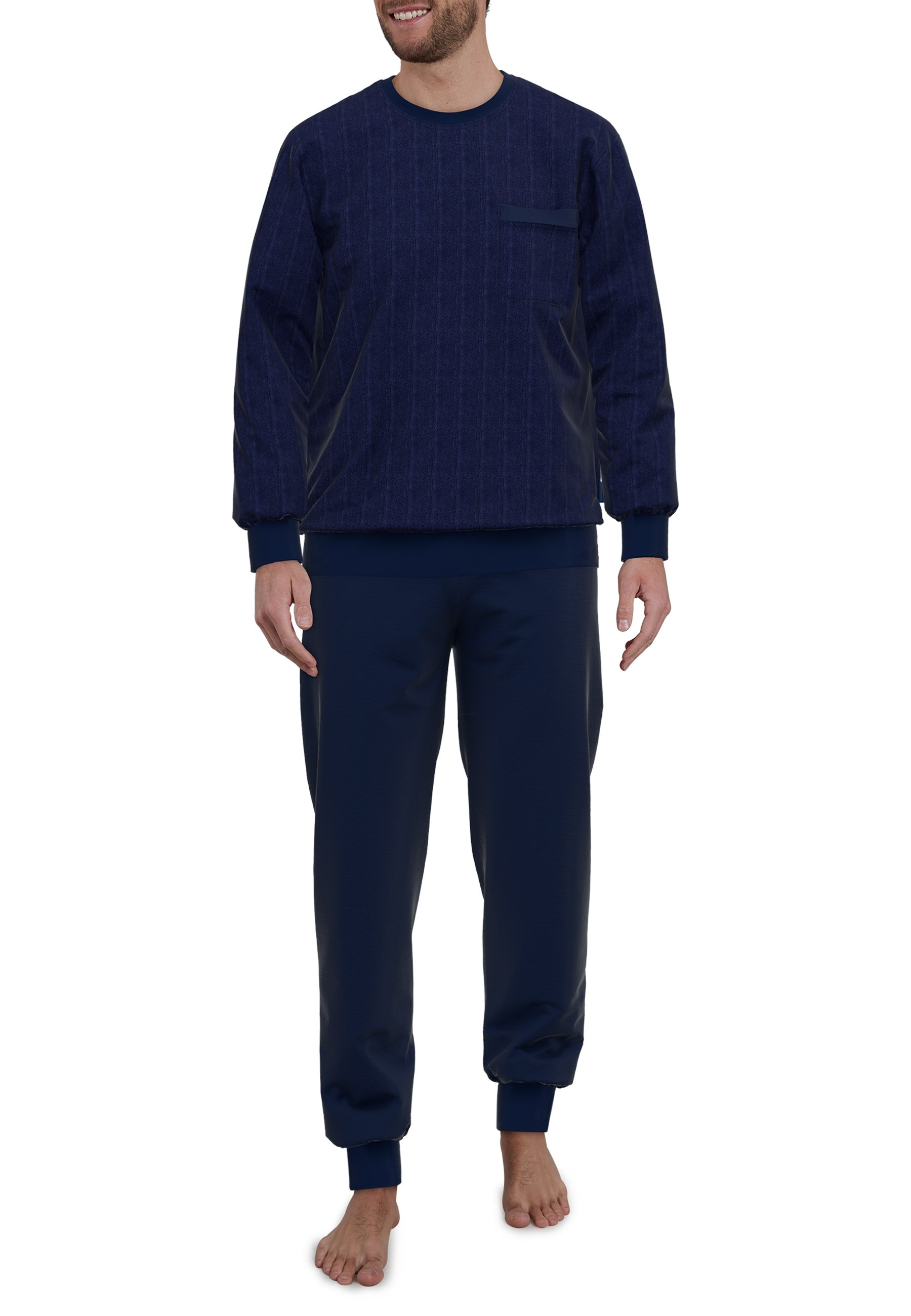 GÖTZBURG Pyjama »Zartbitter«, (2 tlg.), elastische Bündchen, Langarm, Rundhals, Brusttasche