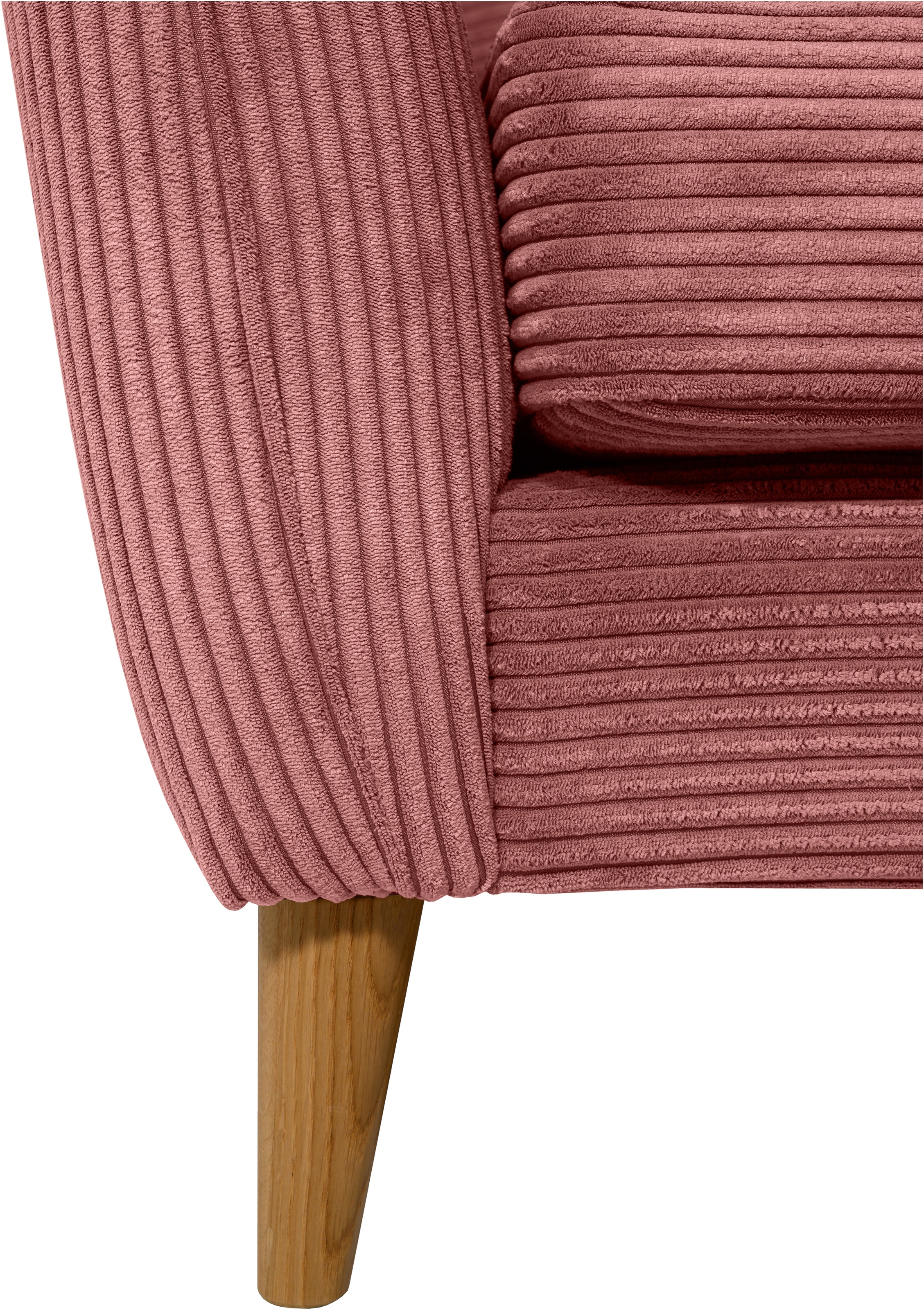 Home affaire 3-Sitzer »MARSEILLE 3er Sofa 206 cm, Cord, Flachgewebe, Struktur, Webstoff«, Massivholzbeine Eiche, Landhausstil, Wellenunterfederung