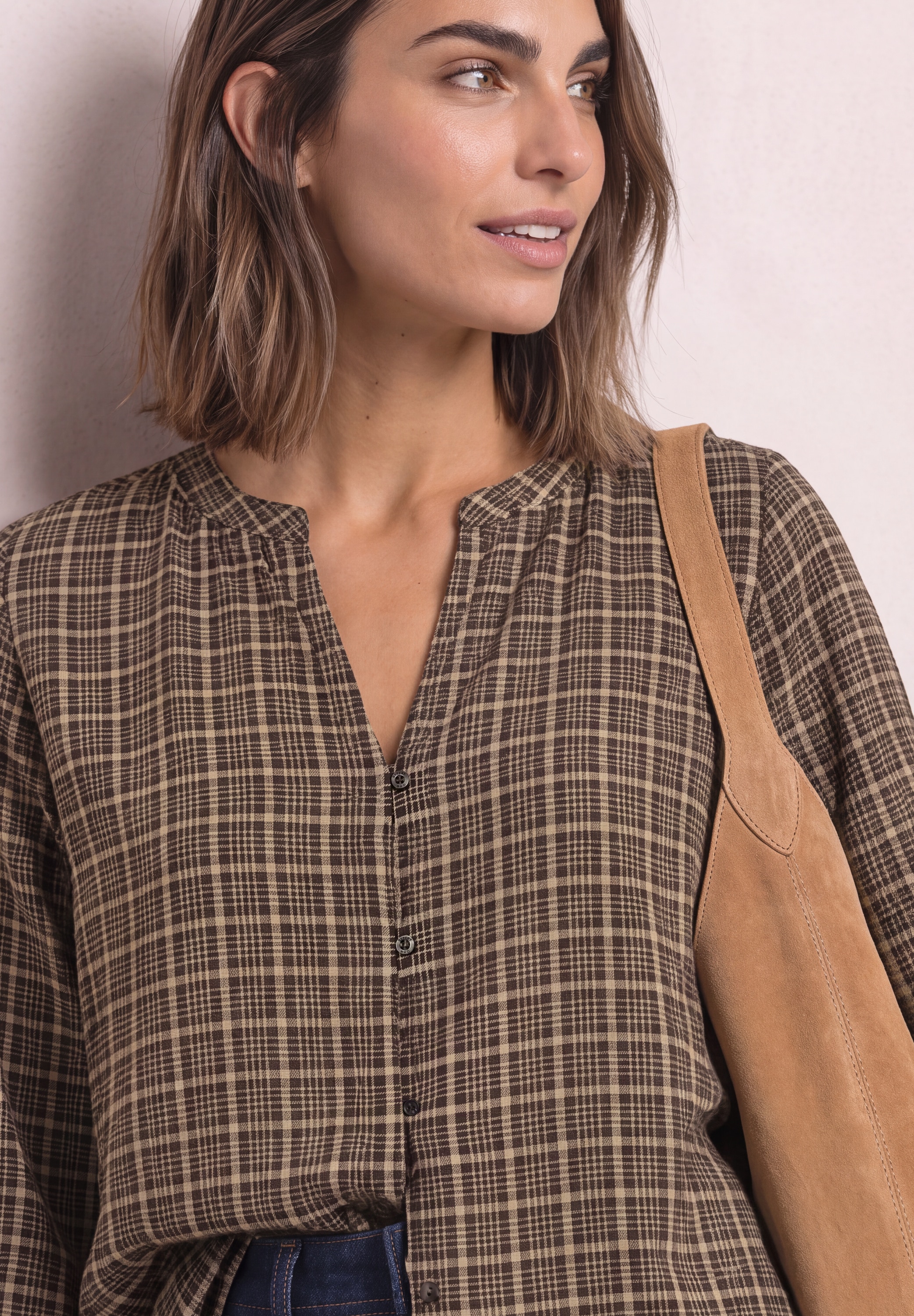 STREET ONE 3/4-Tunika-Bluse mit Splitneck und Allover-Print