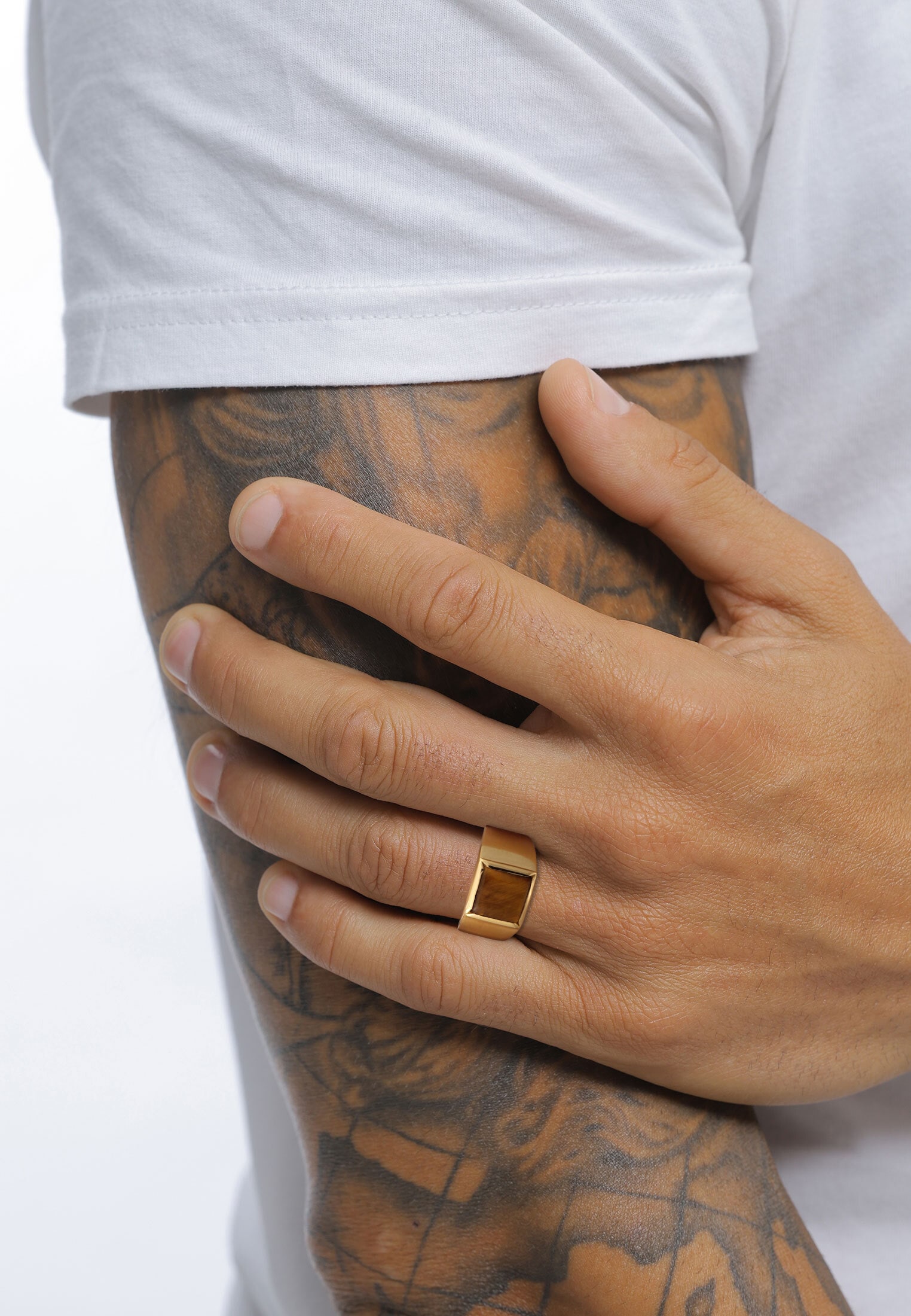 Kuzzoi Siegelring »Ring Siegelring Tigerauge Braun 925 Sterling Silber«