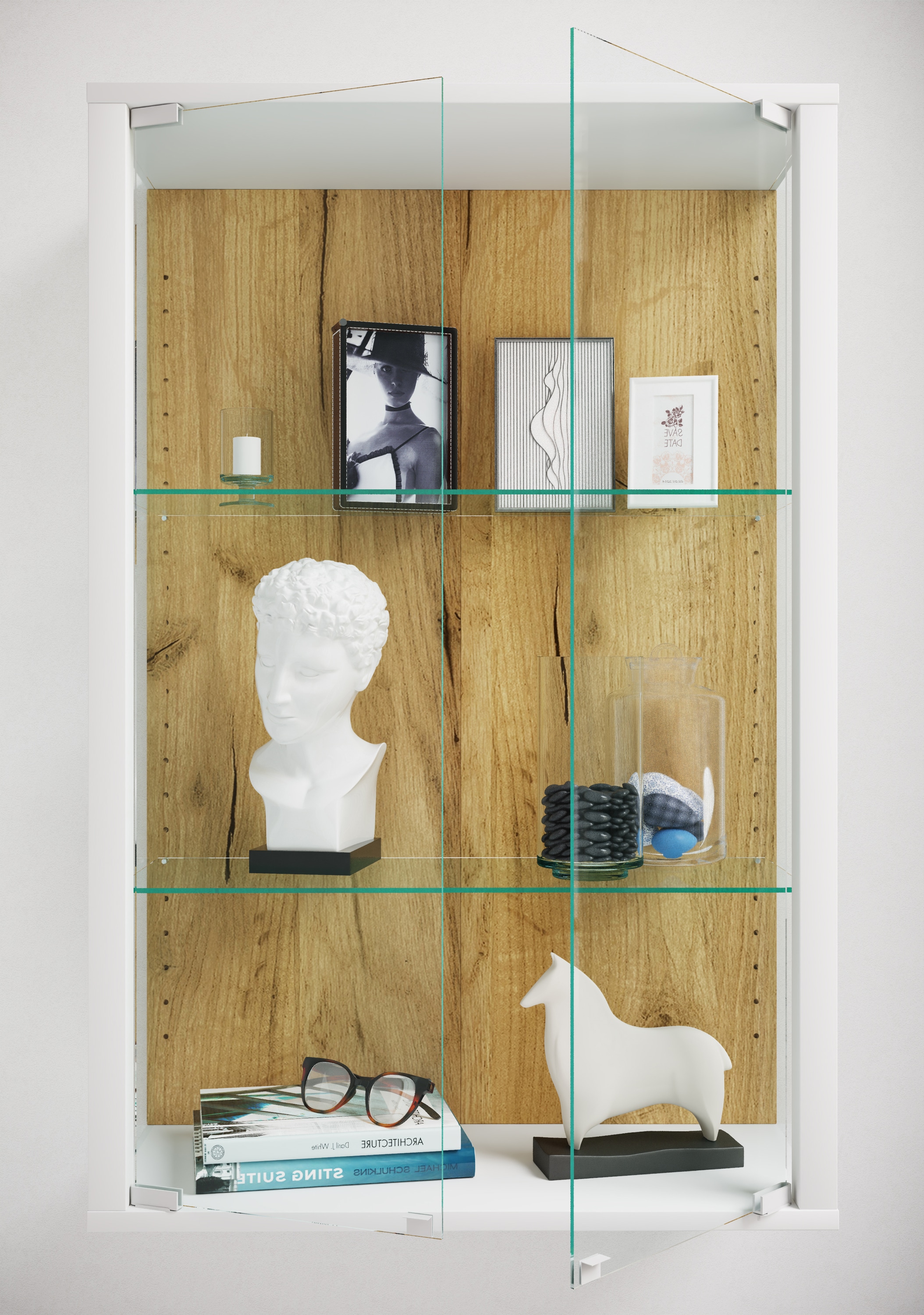 VCM »Wandvitrine Hängevitrine Glasvitrine Glas Udina M« 1 Stk. tlg.