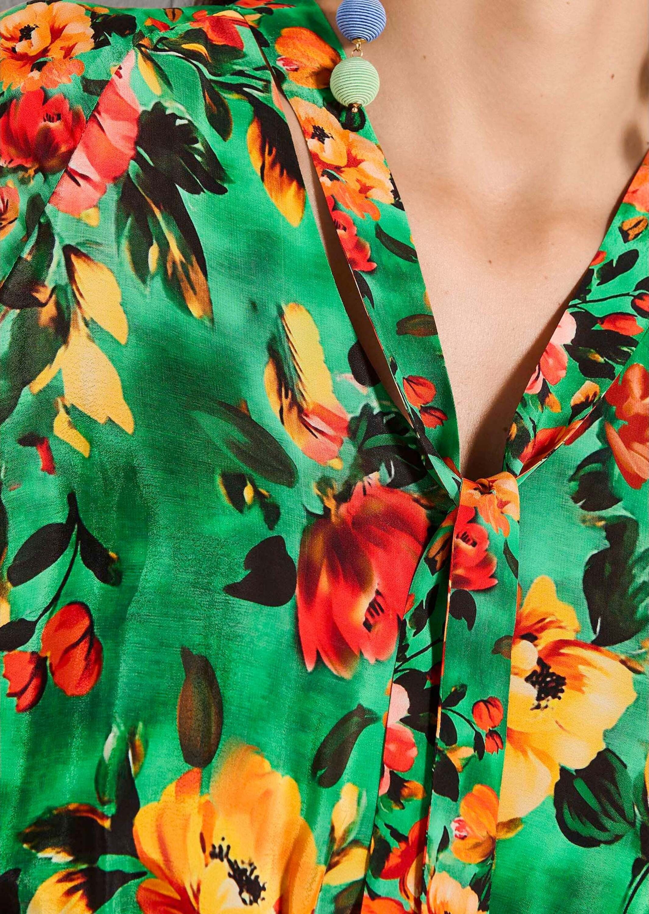 MADELEINE Druckkleid »Druckkleid Stretchkleid mit Blumenmuster« Mit Bindeband am Ausschnitt