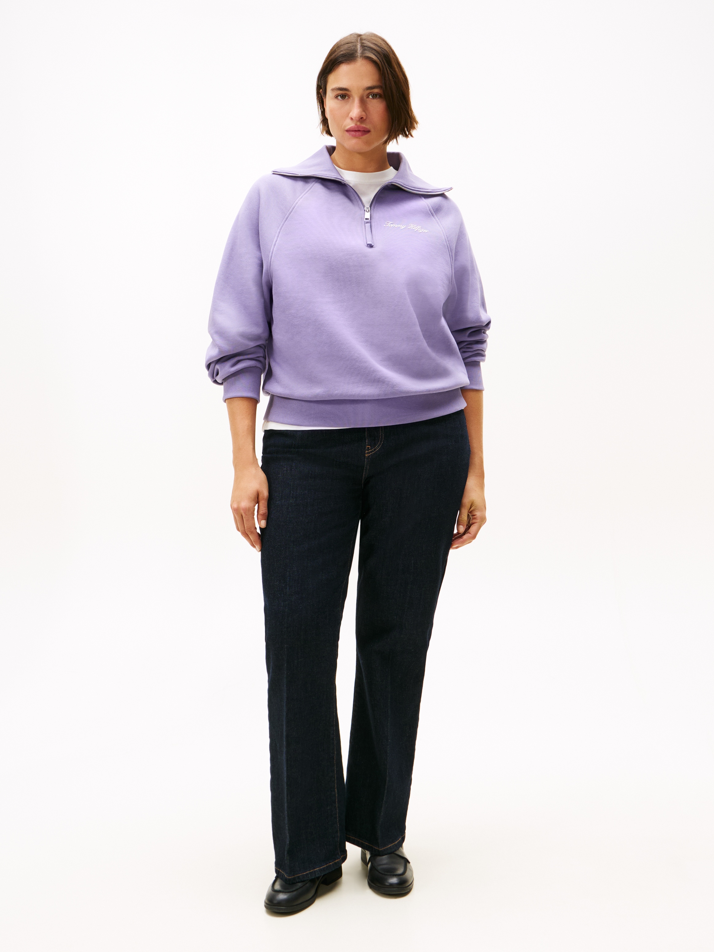Tommy Hilfiger Curve Sweatshirt »CRV CLASSIC SCRIPT FLEECE 1/2ZIP«, in großen Größen
