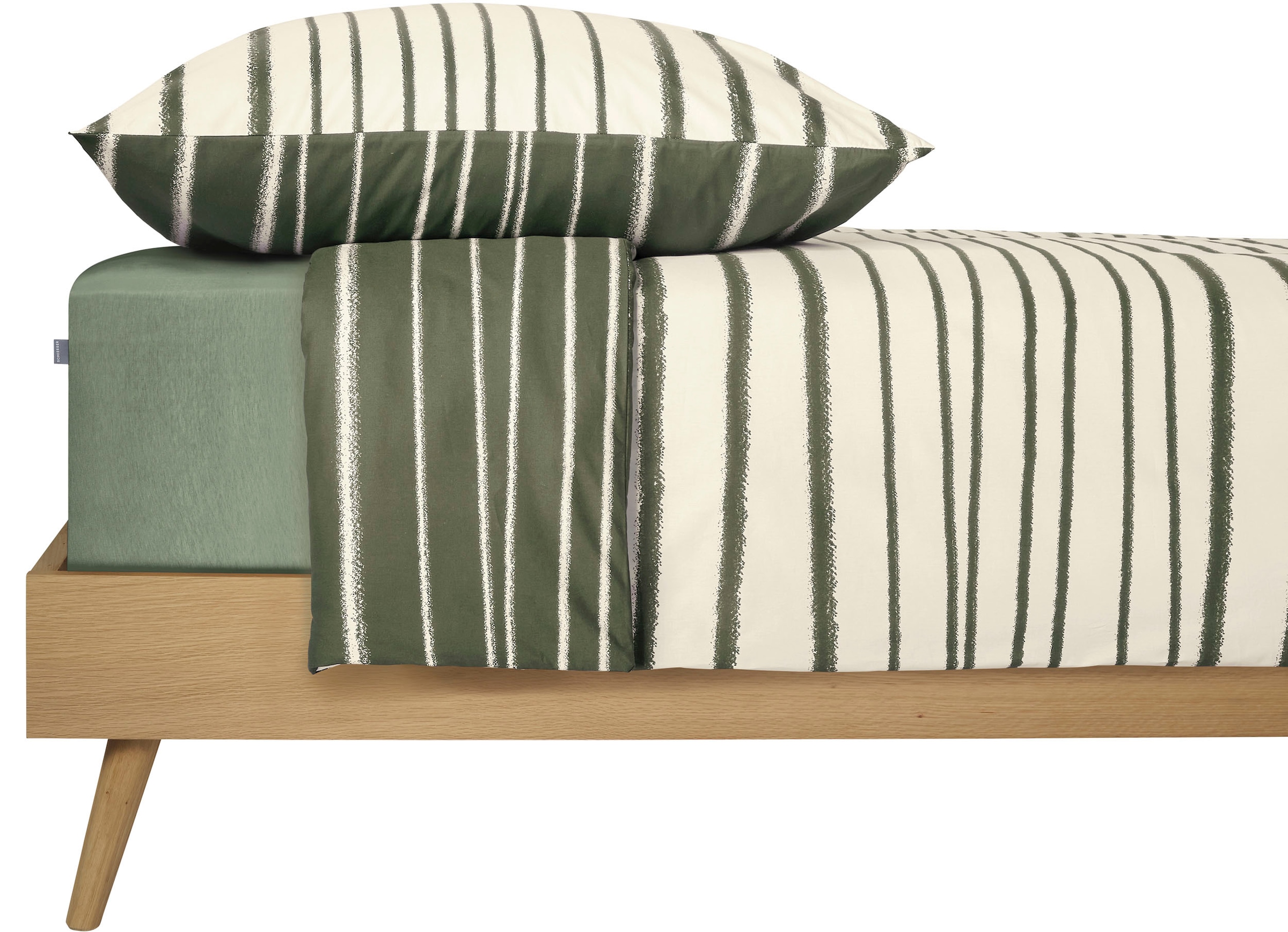 Schiesser Wendebettwäsche »Wesley aus weicher Baumwolle im Streifen-Look« 2 Stk. Made in Green